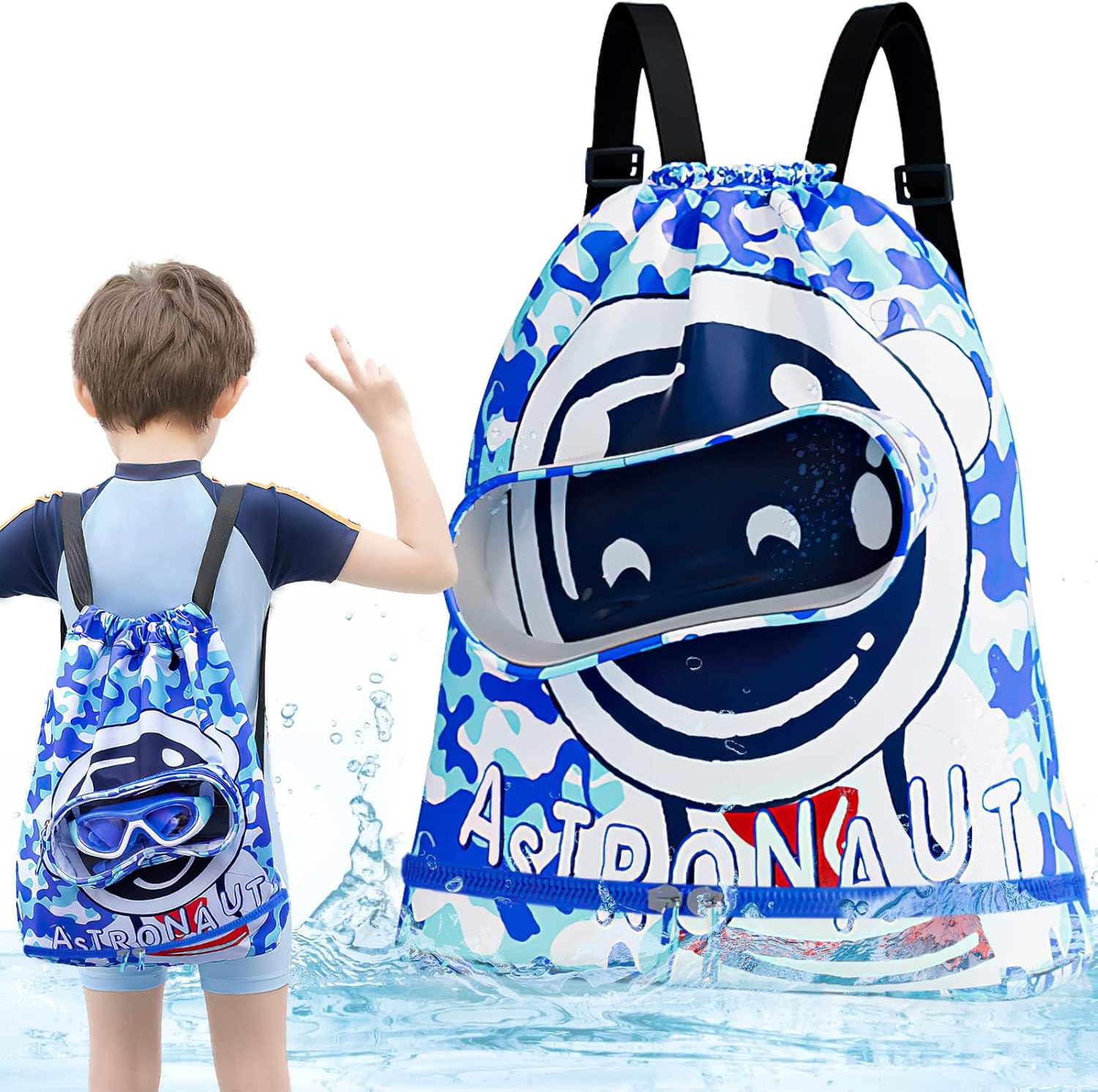 Kids Swimming Bag，Double-Layer Swimming Bag Kids Waterproof，Dry and Wet Storage Bag Adjustable Strap, Waterproof Compartment Design，Perfect Children'S Swimming Equipment Backpack. image number 2