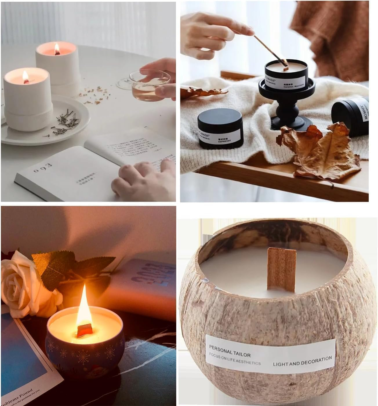 100 Pack Candle Wicks, Wooden Wick for Candles, Smokeless Candle Wick W/Iron Stands for Handmade Candles, Craft (15 X 150Mm)