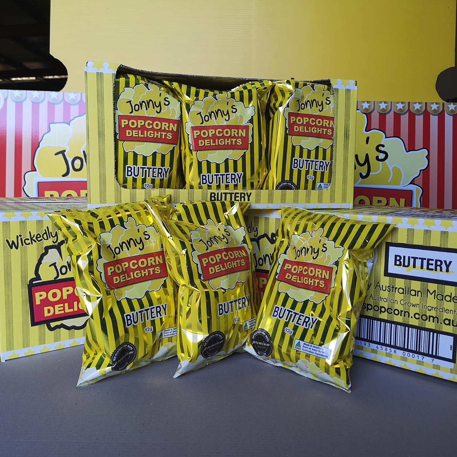 Jonny'S Popcorn Delights - Buttery Wholegrain Popcorn, 92 G (Pack of 12)