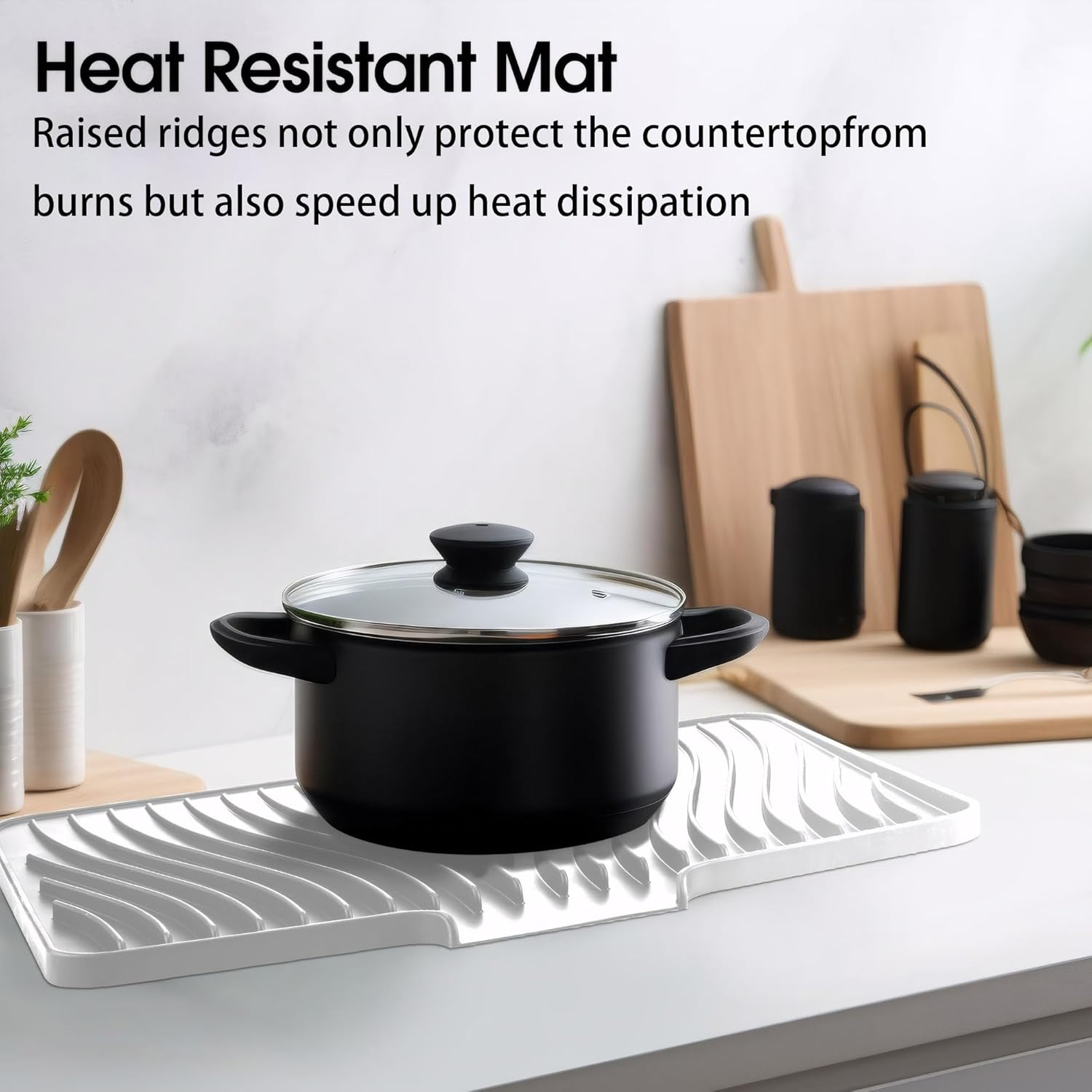 Silicone Dish Drying Mat for Kitchen Counter Non-Slip Pad with Built-In Drain Sink (Black) - Grey image number 4