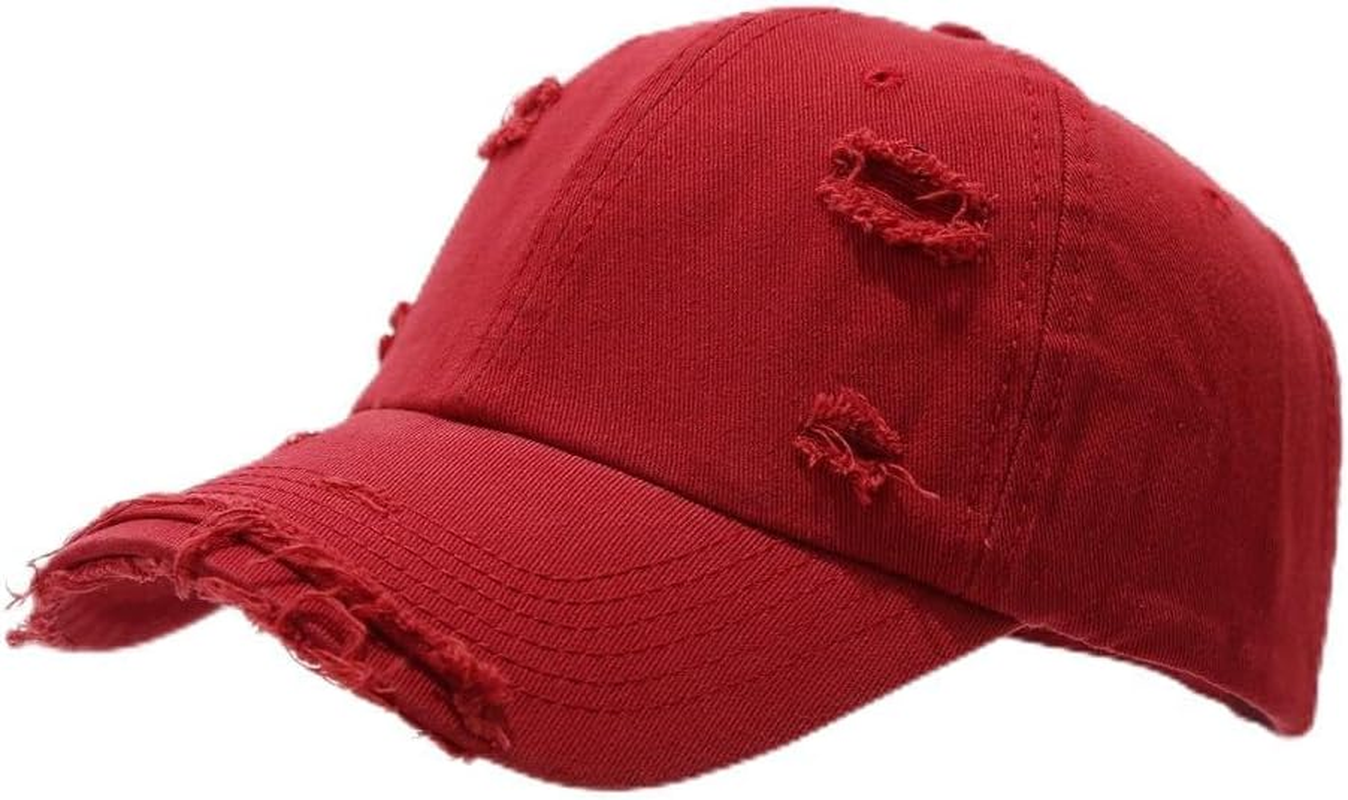 Ripped Cotton Baseball Cap, Unisex Flat Bill Design, Distressed Fashion Style for Men and Women image number 4