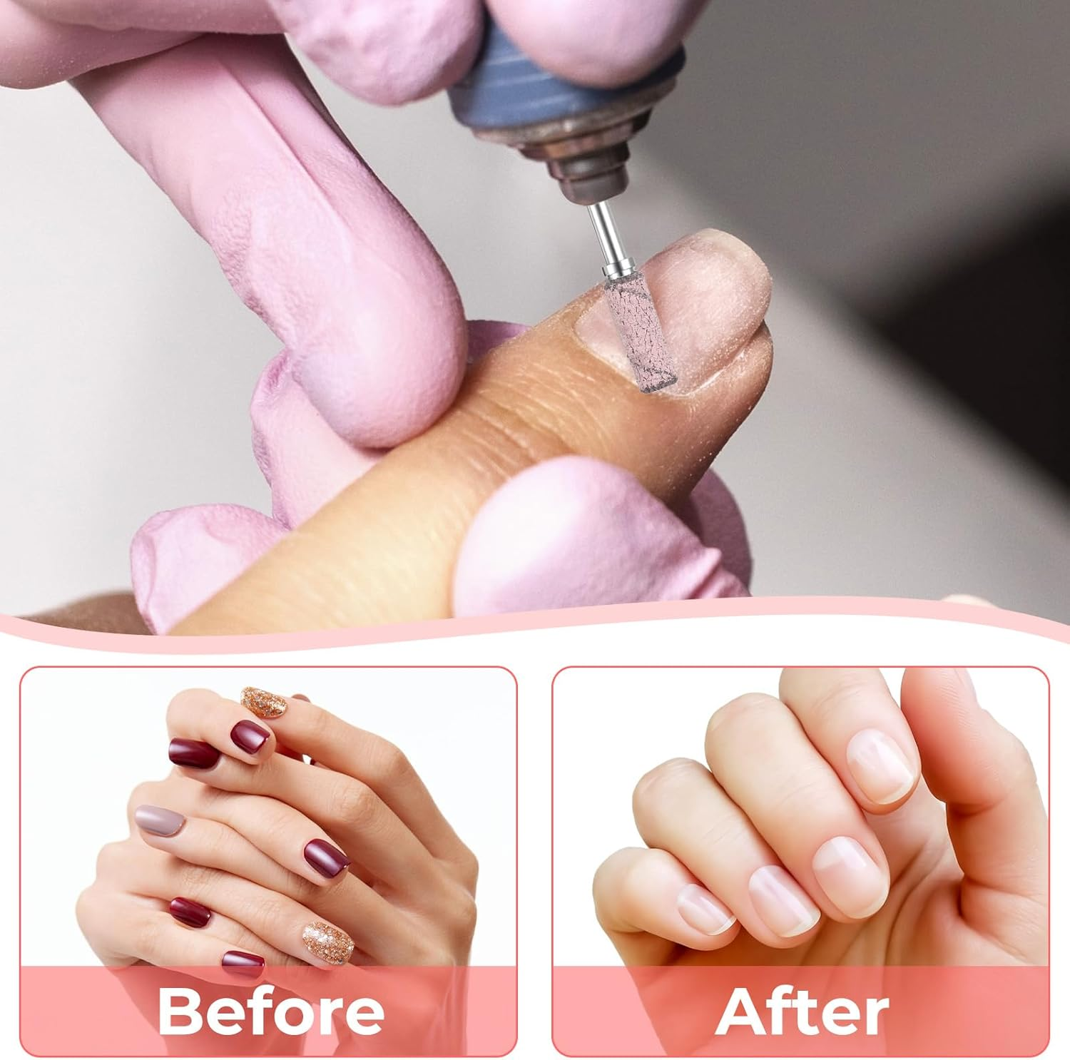 Pack of 100 Sanding Sleeves Nail Cutter Sanding Caps Nail Cutter 180 Grit 2 Pieces Nail Cutter Attachments for Manicure and Pedicure, Grinding, Nails and Removing Dead Skin image number 2