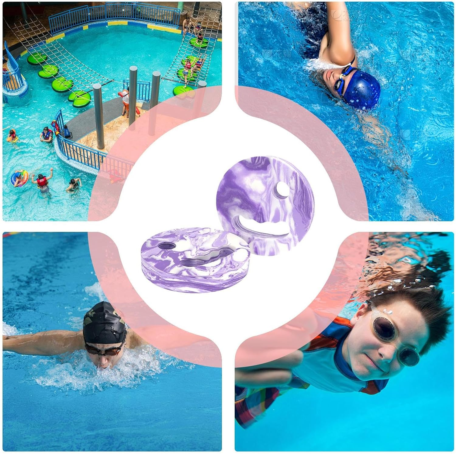 Aquatic Fitness Discs | EVA Fitness Discs for Swimming | Flotation Swimming Resistant Exercise Aid for Youth Men Teens Girls Beginners Boys image number 6