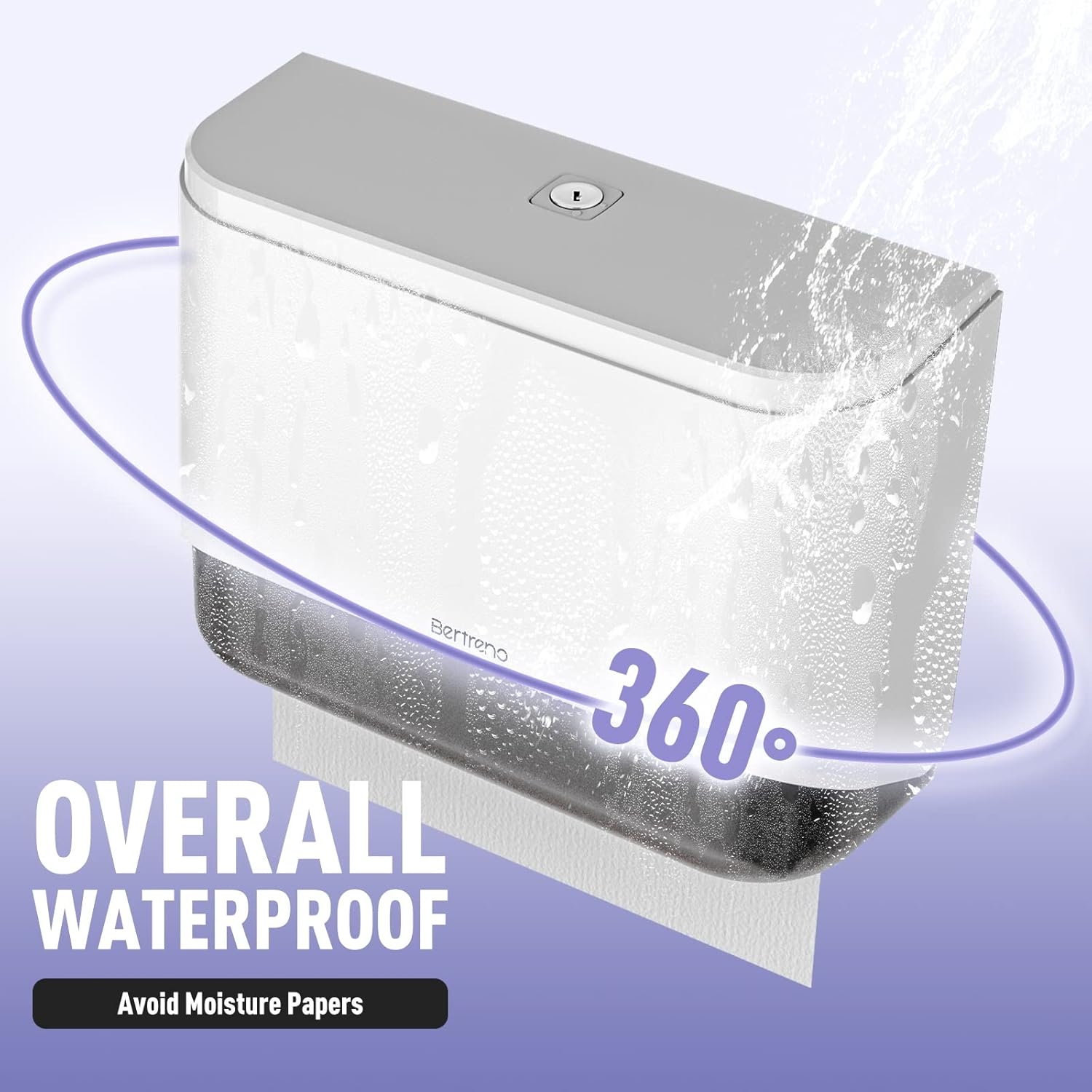 Bertreno Commercial Paper Towel Dispenser Wall Mount Paper Towel Holder Large Capacity 200 Multifold/Trifold/C Fold Hand Towel Dispenser Bathroom Tissue Dispenser (White) - Grey image number 5