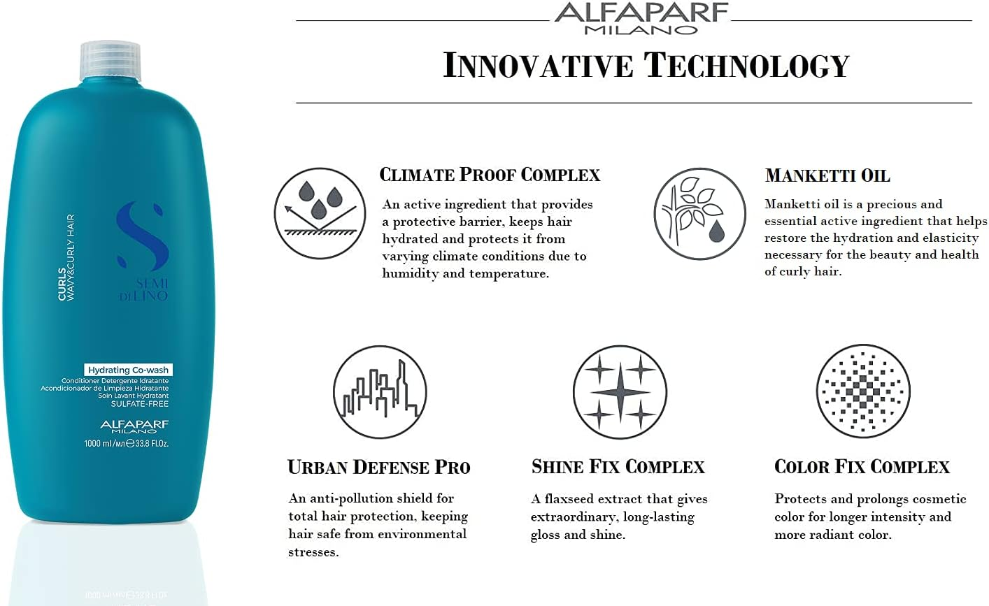 Alfaparf Milano Semi Di Lino Curls Hydrating Sulfate Free Co-Wash for Wavy and Curly Hair - Hydrates and Nourishes - Reduces Frizz - Protects against Humidity - Vegan-Friendly Formula image number 2