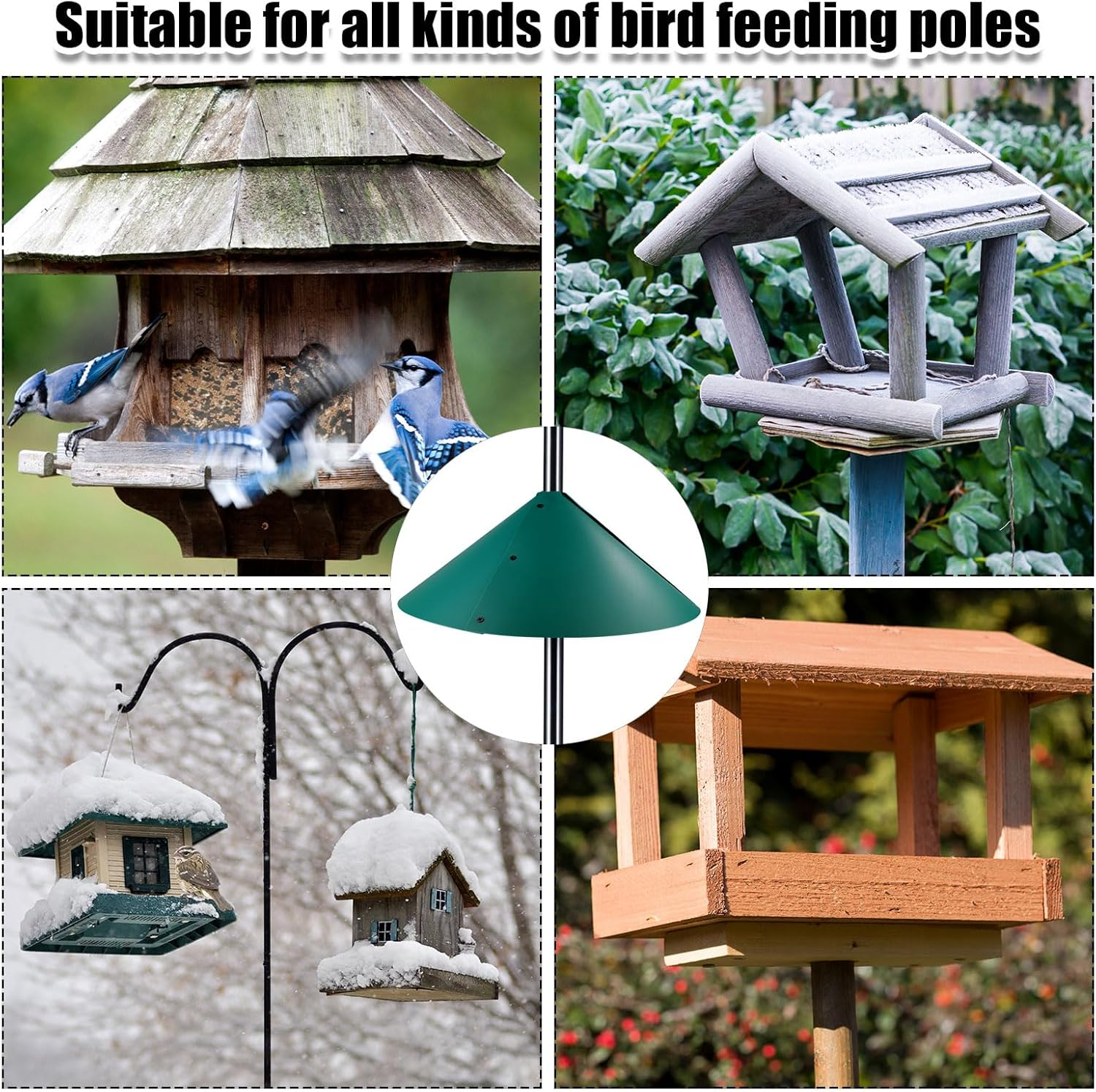 Squirrel Baffle for Bird Feeders, 18 Inch Large Plastic Wrap around Squirrel Baffle Squirrel Guards for Bird Feeders Bird House Guards for Outdoor Protect Hanging Bird Feeders (Green) - Red image number 6