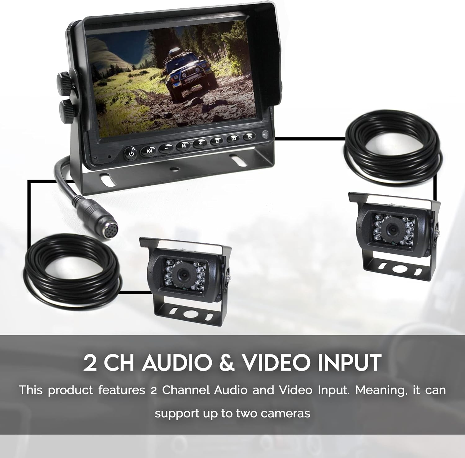 Elinz Caravan Reversing Rearview CCD Camera Monitor 5" System Kit 12V 24V with Mic, 4PIN, 600 TVL, 2 AV Inputs, Distance Gridline, IR LED Night Vision, 90 Deg View, 2 Yr Warranty image number 6