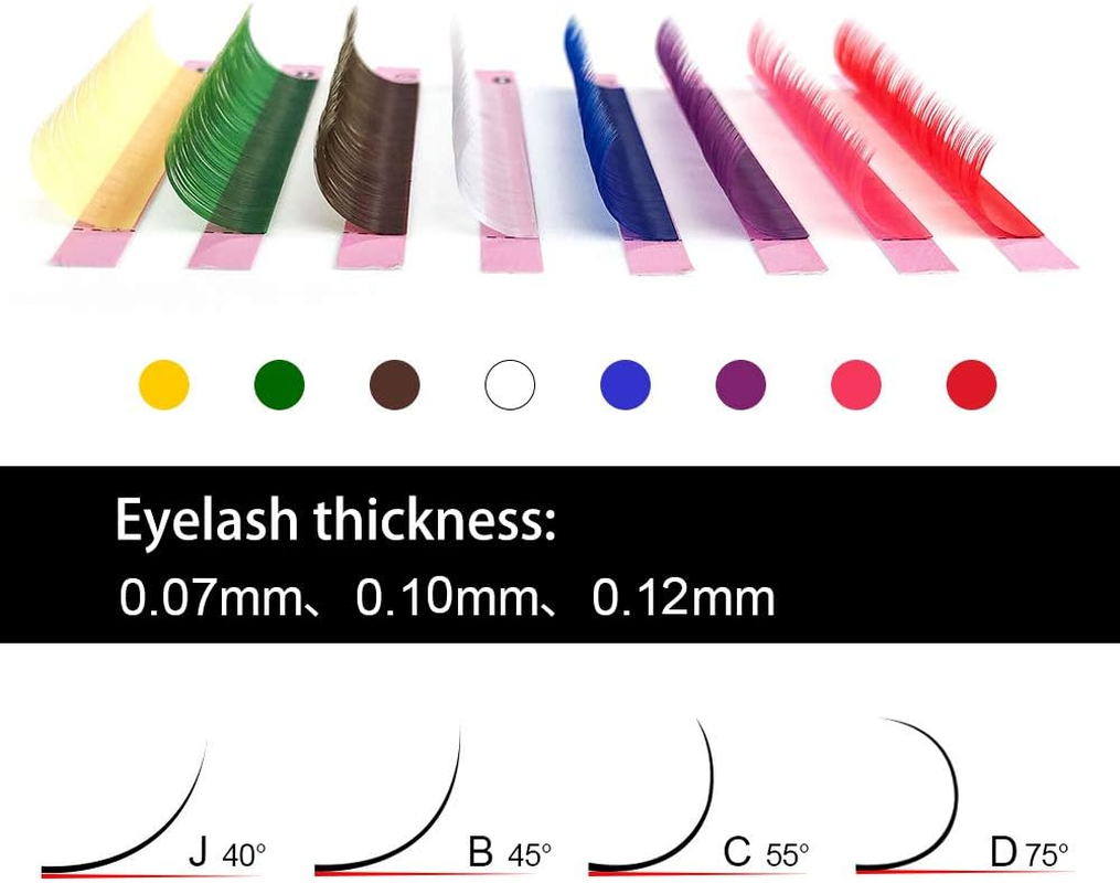 NAGARAKU Colored Eyelash Extensions 8 Colors Rainbow 0.07Mm D Curl 10Mm Purple Blue Pink Brown Individual Lashes Soft Natural Professional Salon Supplies image number 1