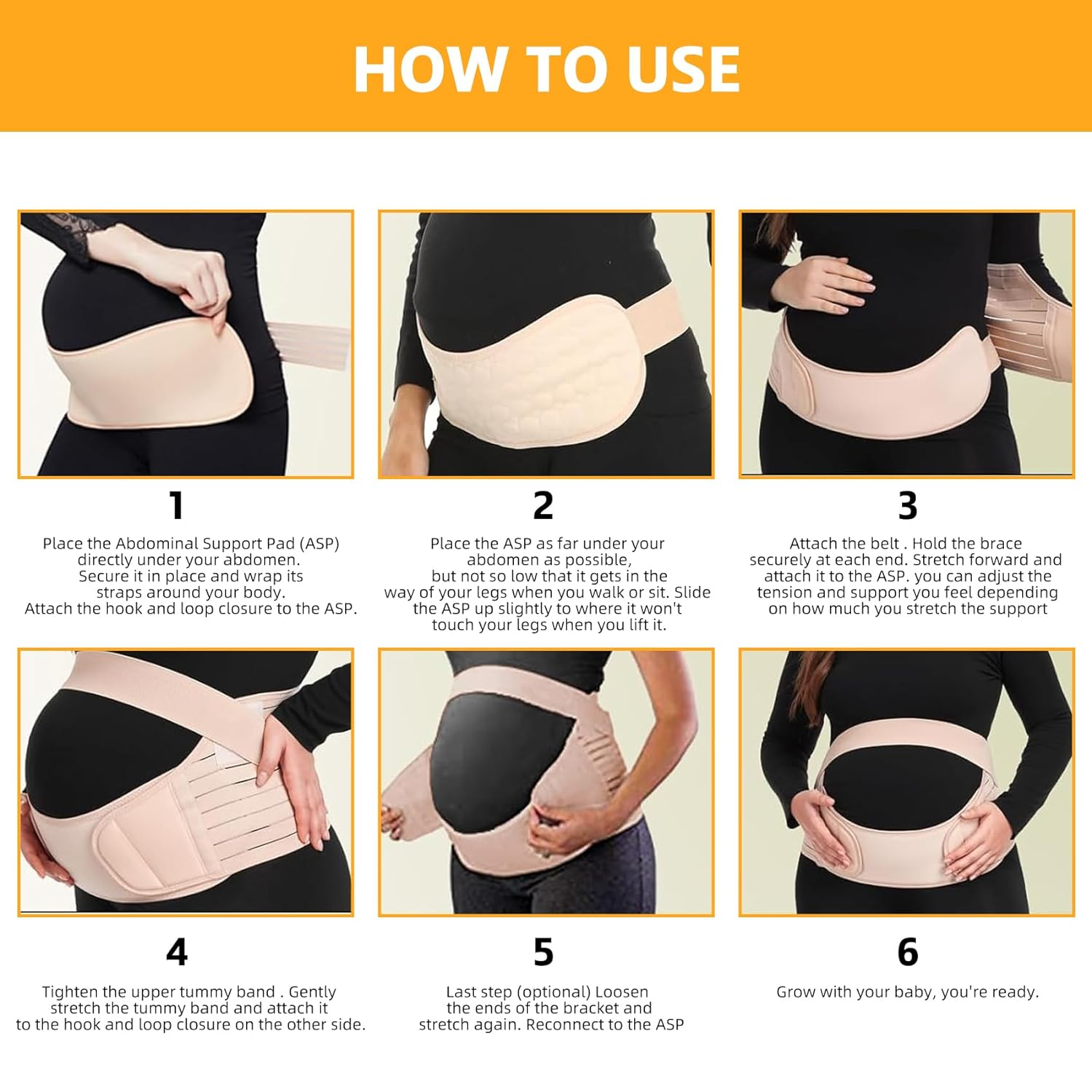 Pregnancy Belly Support Band, Breathable & Adjustable Maternity Support Belt, Strip Full Surrounding Pregnancy Support Belt for Pregnant Women to Support Pelvic/Waist/Abdomen (M) image number 4