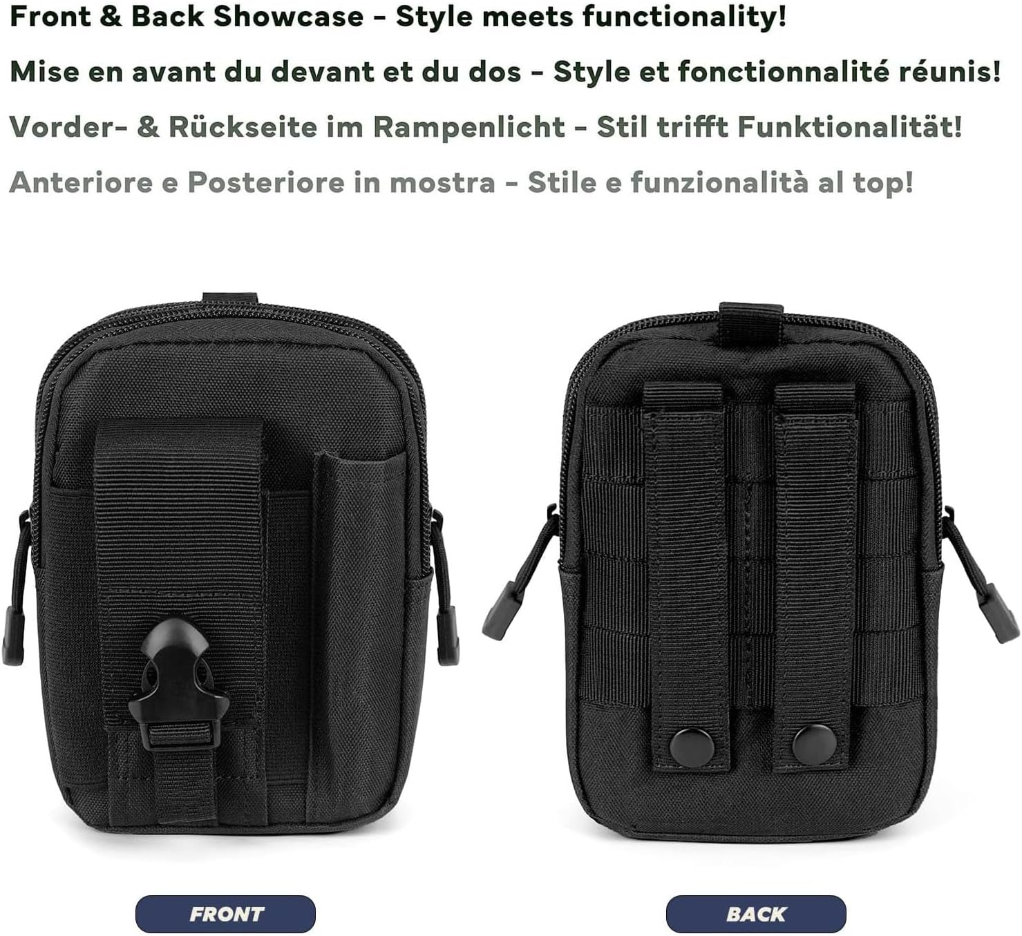 Songholee Tactical Pouch Multipurpose Waist Bag Tactical Holster Military Waist Belt Bag Wallet Pouch Purse Phone Case with Zipper Compatible with Most Models Cell Phone image number 2