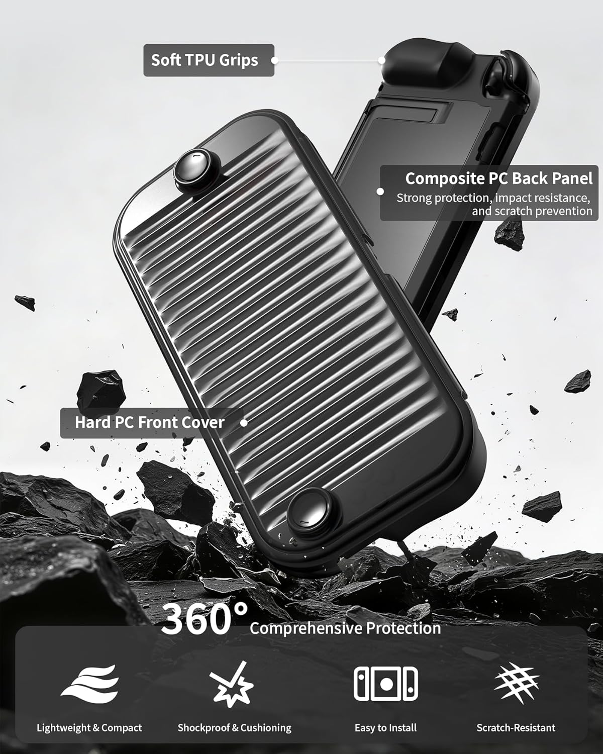 Geekshare Protective Case Compatible with Switch 2 Console, Full Coverage Shell Cover with Ergonomic Soft Grip, Hard PC Front Cover, Shock Absorption, Anti-Scratch, Easy Install/Detach