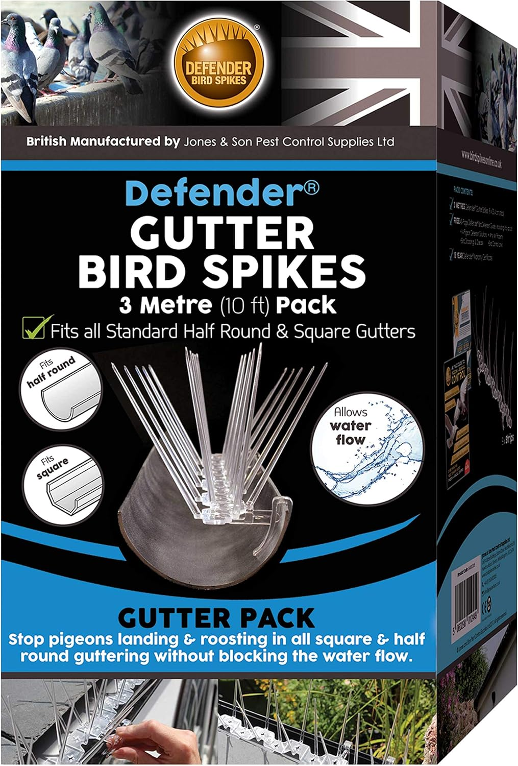 Defender Bird Spikes | Gutter Spikes Pack for Seagulls & Pigeons | Install Guide | 3 Metre image number 4