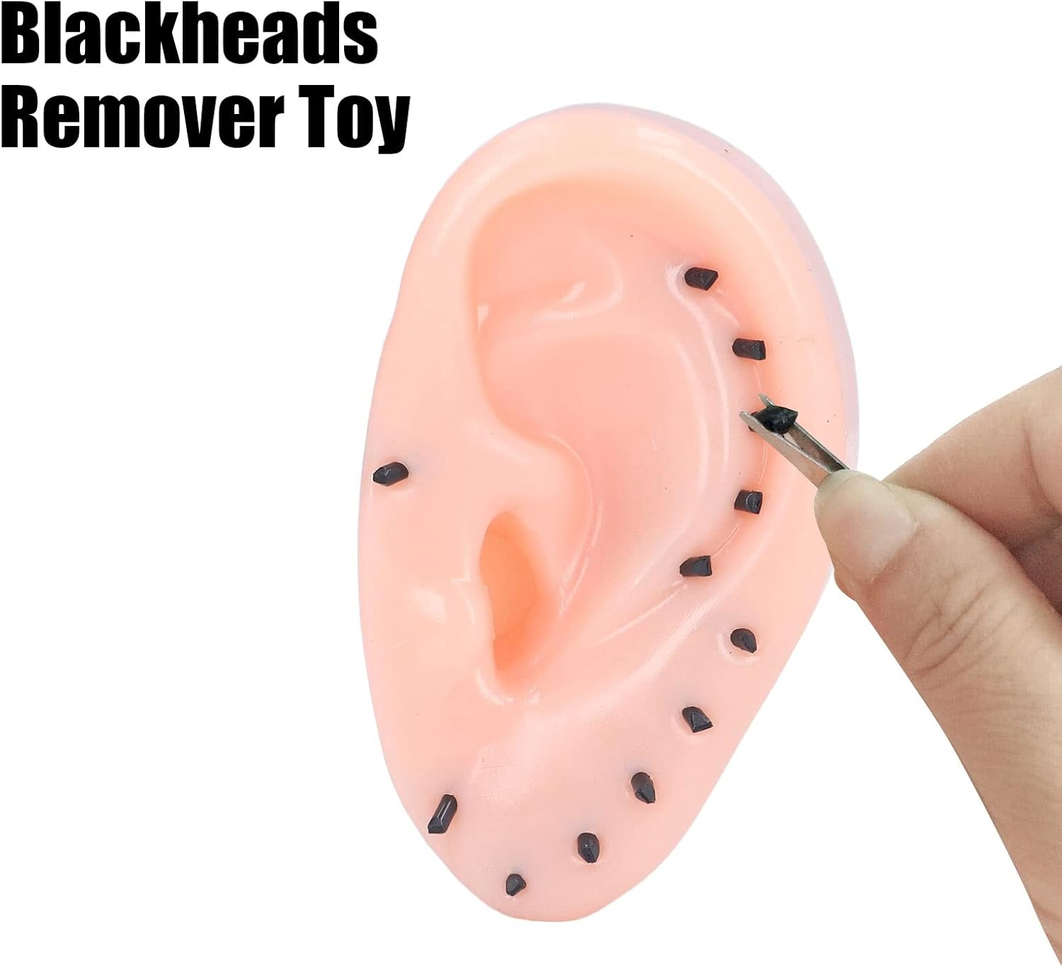 Pimple Popping Toy, Blackheads Remover Toy Novelty Stress Relief Pimples Ears Shaped Decompression Fun Toy Pimple Popper Toy for Kids and Adults, Squeeze Acne Toy Set with Tweezers image number 1
