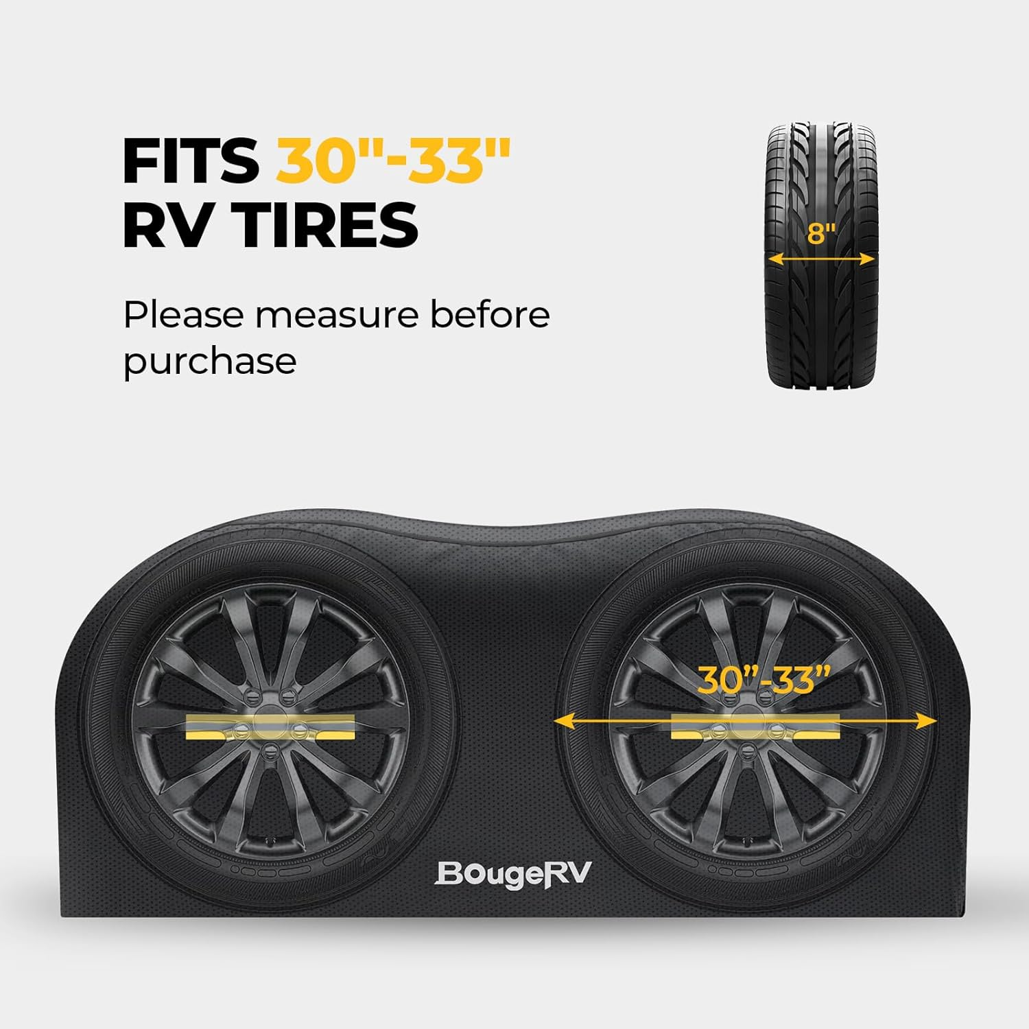 Bougerv RV Tire Covers, Dual Axle Wheel Cover (2 Packs) Fits 30"-33" Diameter Tires, Black Waterproof Anti-Uv Tire Covers RV Accessories for Rv/Trailer/Truck/ image number 6