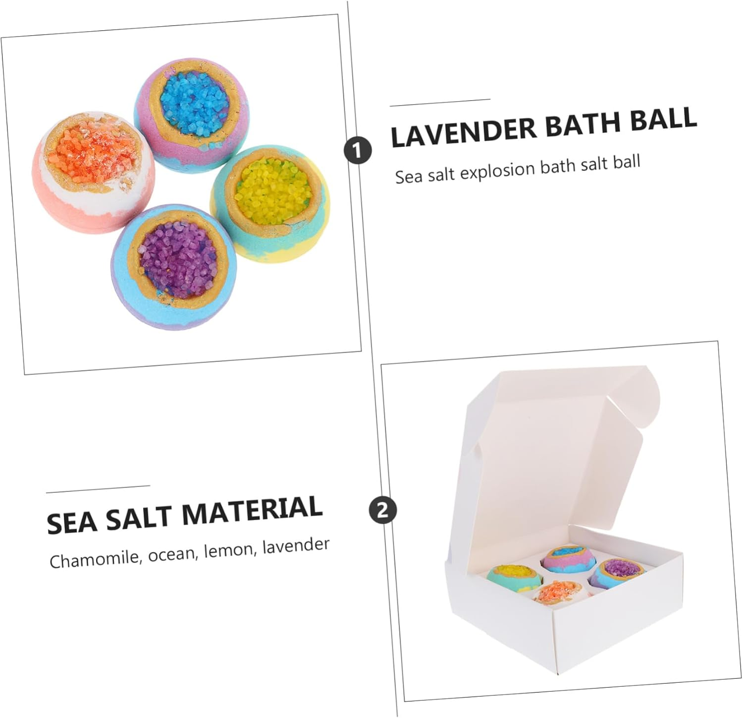 IWOWHERO 4Pcs Boys and Girls Bubble Dead Sea Bath Balls Exfoliating Moisturizing for Rejuvenating Skin image number 2