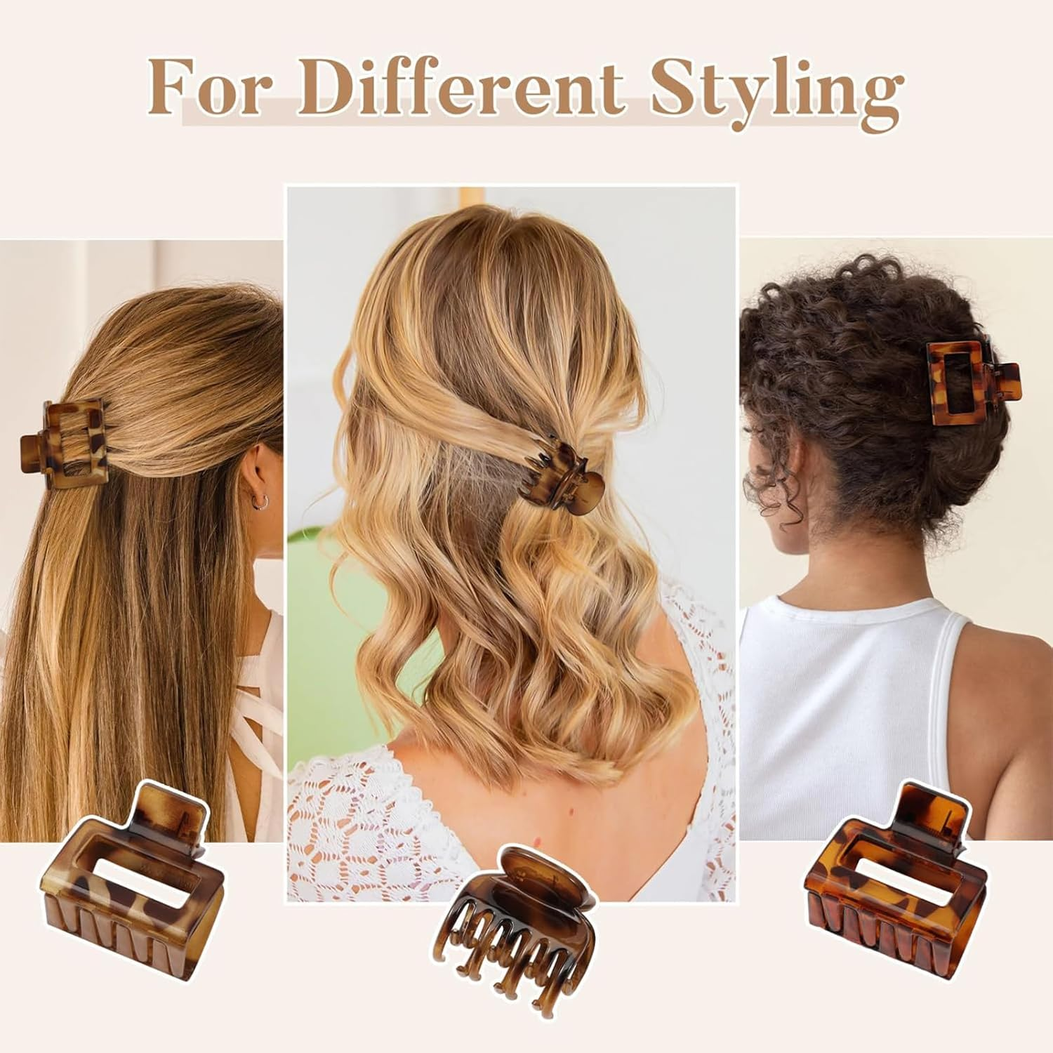 Evadollina Hair Clips for Ladies, 8 Pieces Hair Claw Clips, Amber Duckbill Hair Clip, Duckbill Clips for Women, Hair Clamps, Flat Clips, Christmas (2 Designs) image number 4