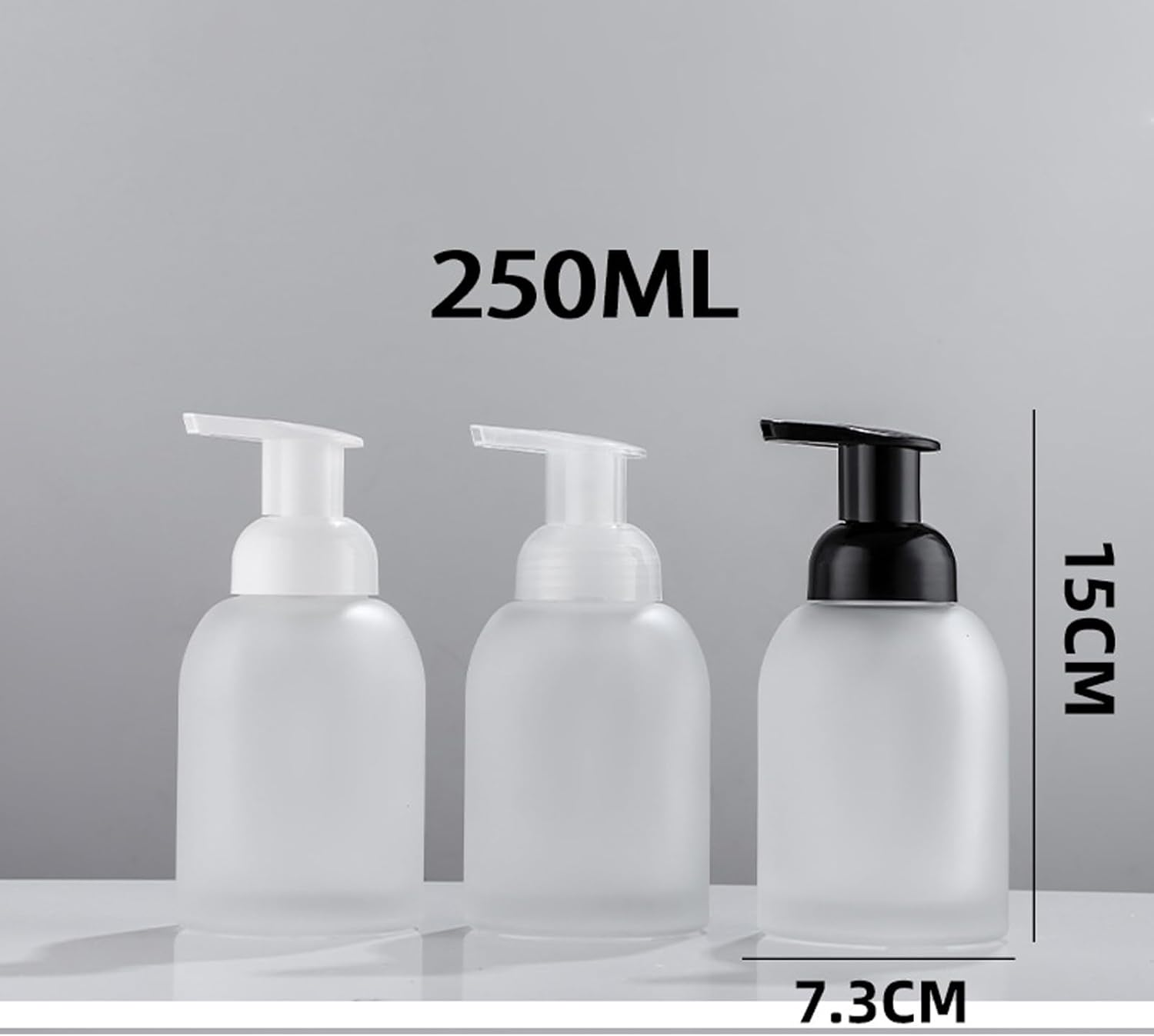 2 PCS Foam Dispenser Glass Soap Dispenser,Foaming Soap Dispenser 8.5 Oz Transparent Foam Pump Bottle for Bathroom and Kitchen, Refillable with Foam Soap Dispenser（250Ml） image number 3