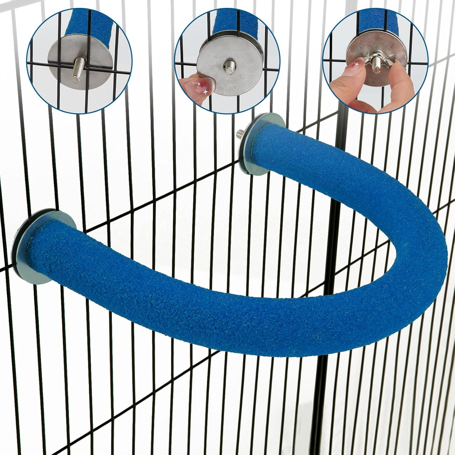 RYPET Parrot Perch Rough-Surfaced - Quartz Sands Bird Cage Perches for Medium to Large Bird, U Shape Large - Bird Perch(Red) image number 3