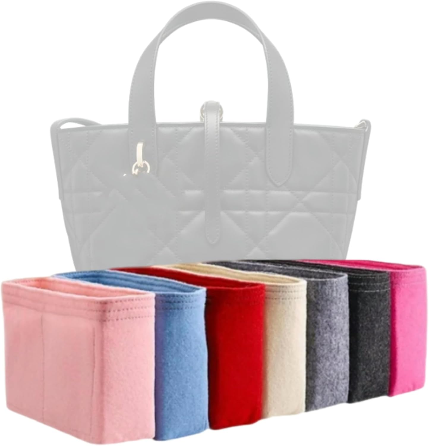 Xoppia Bag Organizer Compatible with Dior Small Toujours Vertical Bag. Felt Insert for Handbag. Bag Liner for Women Tote Bags. (Black, Style A: Exposure)