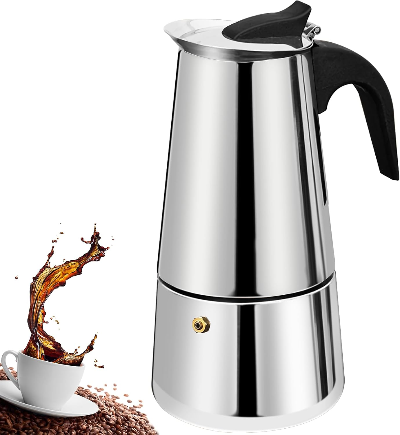 4 Cup Stovetop Espresso Maker Stainless Steel Moka Pot Espresso Maker Percolator Italian Coffee Maker Capable Mocha Coffee Machine Cafe Classic Maker for Home & Camping 200Ml 6.6Oz image number 2