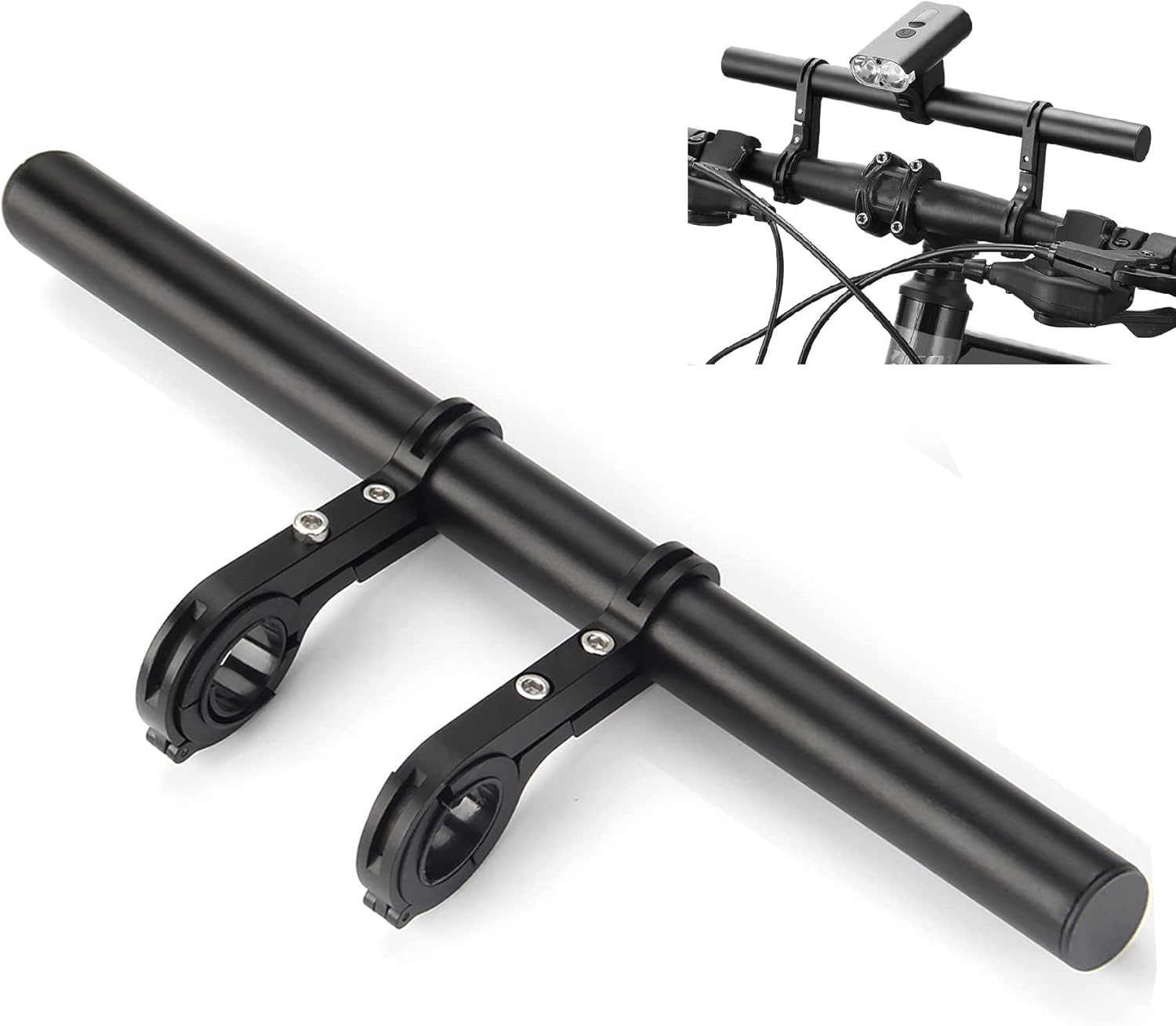 Bike Bicycle Double Handlebar Extender Extension,11.8"(30 Cm) Aluminum Alloy Super Long Bracket Accessories，For Bike Mounts,Extender Bars, Headlights,Light Lamp,Phone Mount,For 31.8Mm/25.4Mm Caliber image number 2