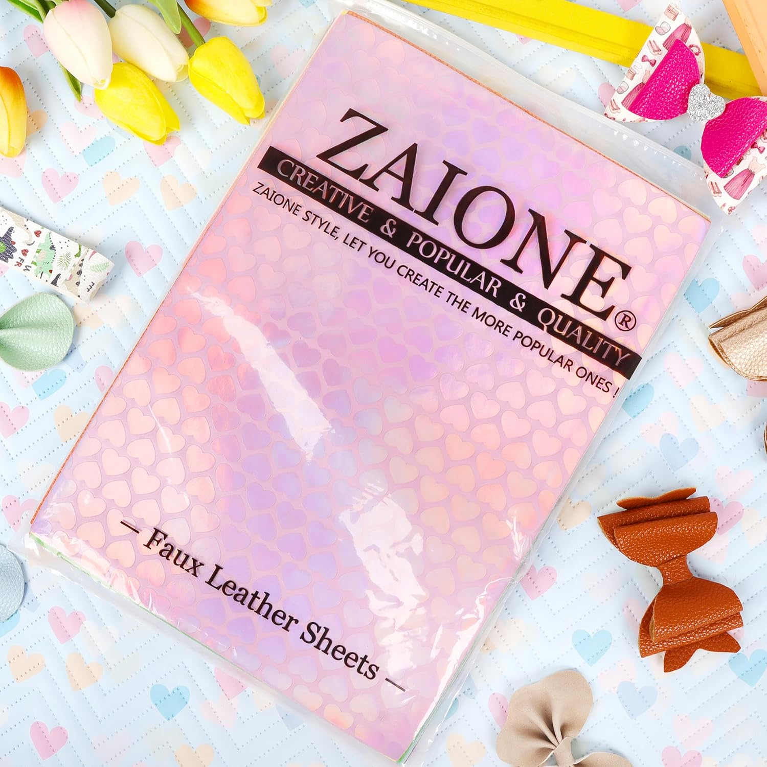 ZAIONE Random Faux Leather Sheets: Glitter Plaid Print Leather 20Pcs 8X12 Inch Grain Texture Embossed Colors Pattern Leather for Earrings Crafts image number 1