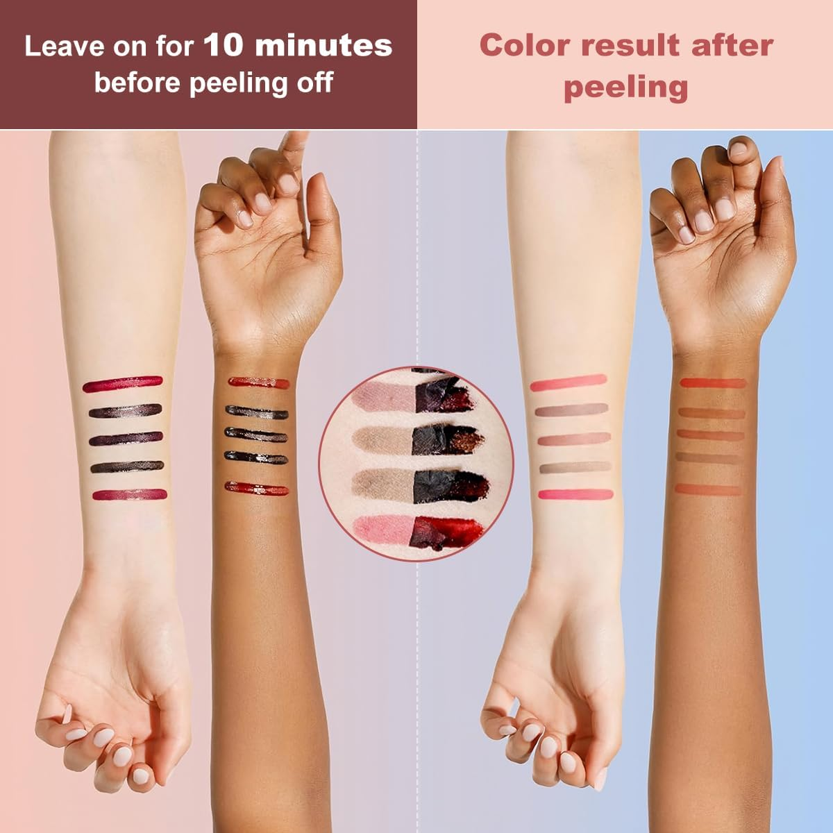 Peel off Lip Liner Stain Long Lasting Waterproof Peel off Lip Tint for Women Girls, Detachable Lip Liner Pencil Waterproof Transfer-Proof, Highly Pigmented Color Finish Lip Tint Stain (00#Berry, M) - 02Coffee image number 6