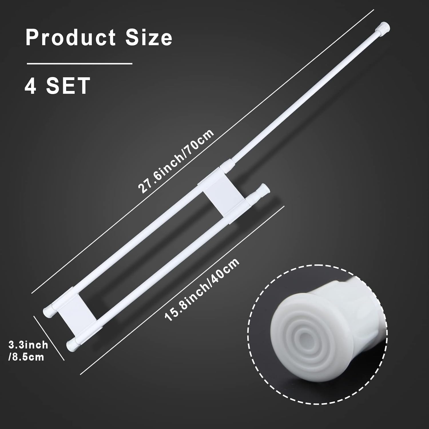 4Pcs Rv Refrigerator Bars, Adjustable Rv Fridge Tension Bars Extendable to 15.8-27.6In Metal Rv Fridge Bars for Holding Food Drinks Rv Refrigerator Accessories image number 3