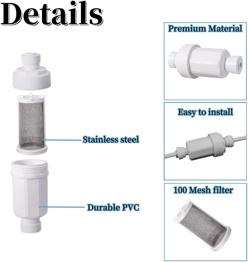 2Pcs Misting System Filter 100 Mesh Calcium Inhibitor Filter for 1/4 Tubing Quick Connect,Misting System Filter for Outdoor Cooling System Patio Outdoor Misting System,Prevent Blockage image number 1