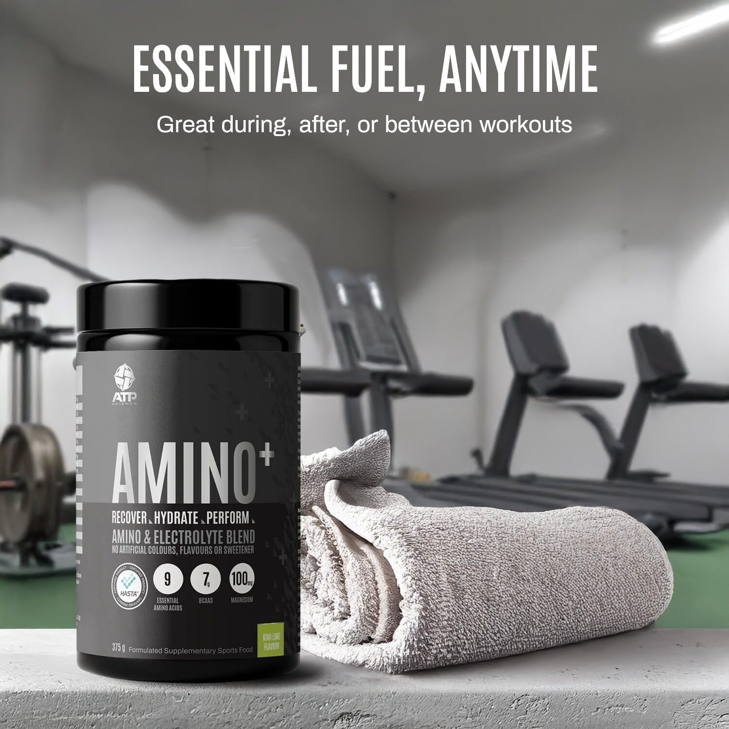 ATP Science Amino Plus, Essential Amino Acids, Electrolytes & BCAA Blend, Formulated for Active Lifestyles & Hydration Support, Kiwi Lime Flavour, 375G image number 1
