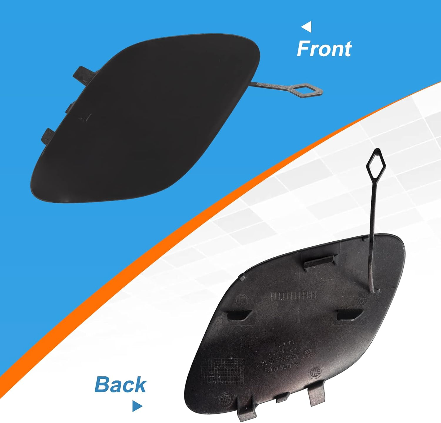 Front Bumper Tow Hook Cover Towing Eye Cap Trailer Cover Fit for Mercedes-Benz W205 C-Class Sedan C300 C400 C43AMG 2015-2018(Only Applicable to Sports Models)A2058850724 (Black, Right Passenger Side) - Black Right Passenger Side image number 6