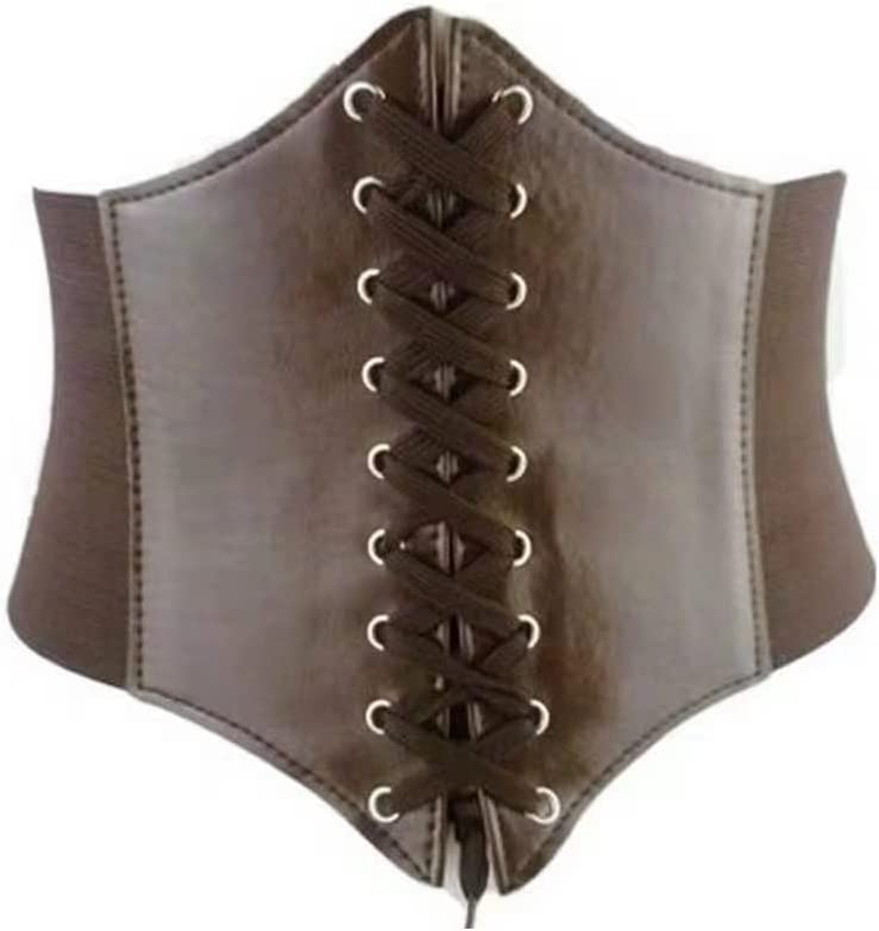 HIGHROCK Women'S Waist Cincher Belts, Slimming Body Shaper Belts Wide Band Elastic Tied Waspie Belt PU Leather Soft