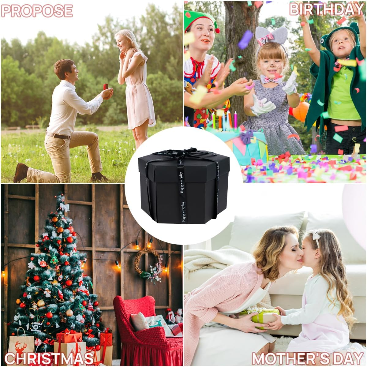 Explosion Box Bouncing Surprise Gift Box DIY Explosion Gift Box with 6 Faces Handmade Photo Hexagon Box Love Memory DIY Photo Album Commemorative Album for Birthday Valentine'S Day and Christmas image number 1