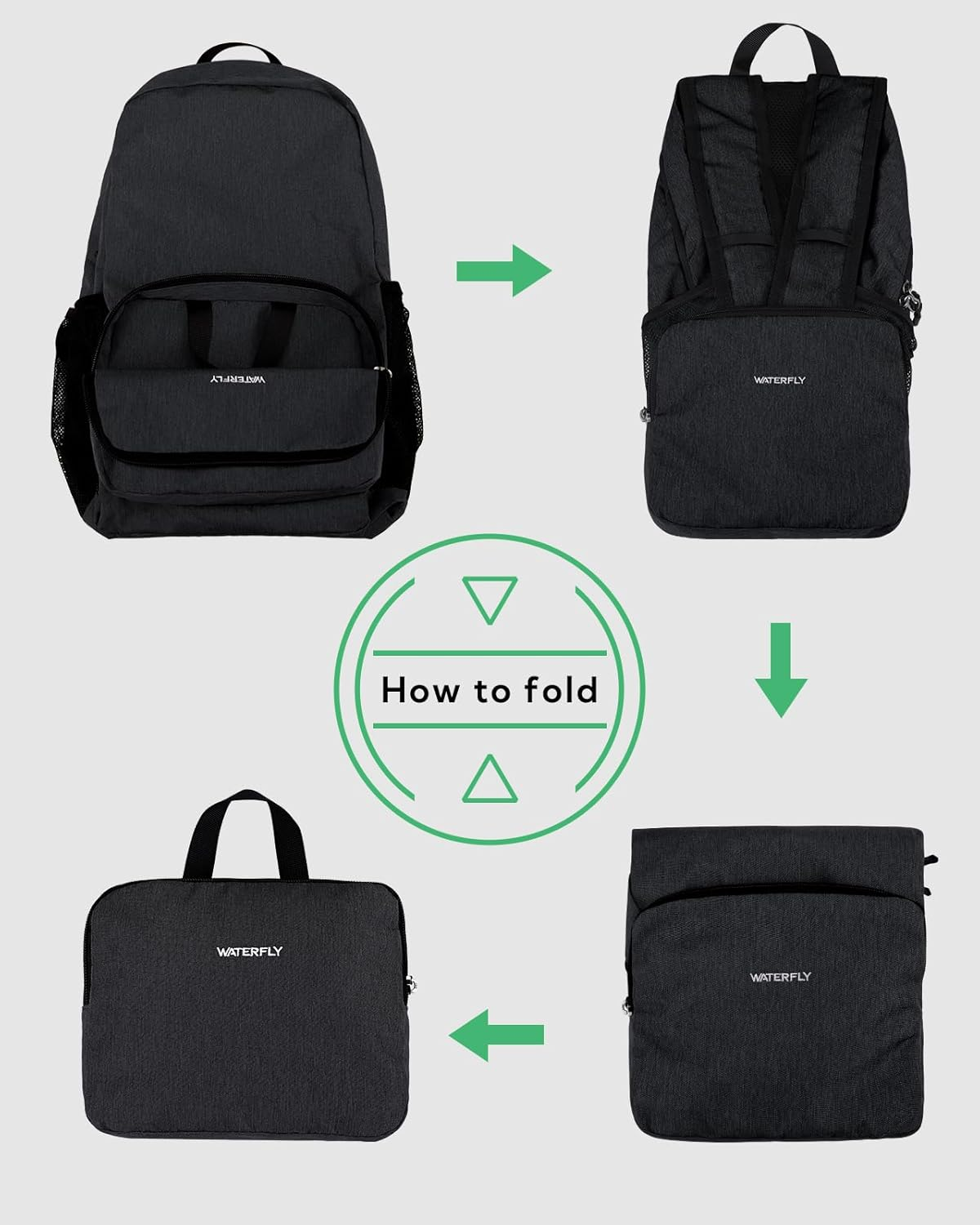 WATERFLY Lightweight Packable Hiking Backpack: 20L Small Foldable Travel Bag for Women Men Camping Beach Vacation Daypack image number 2