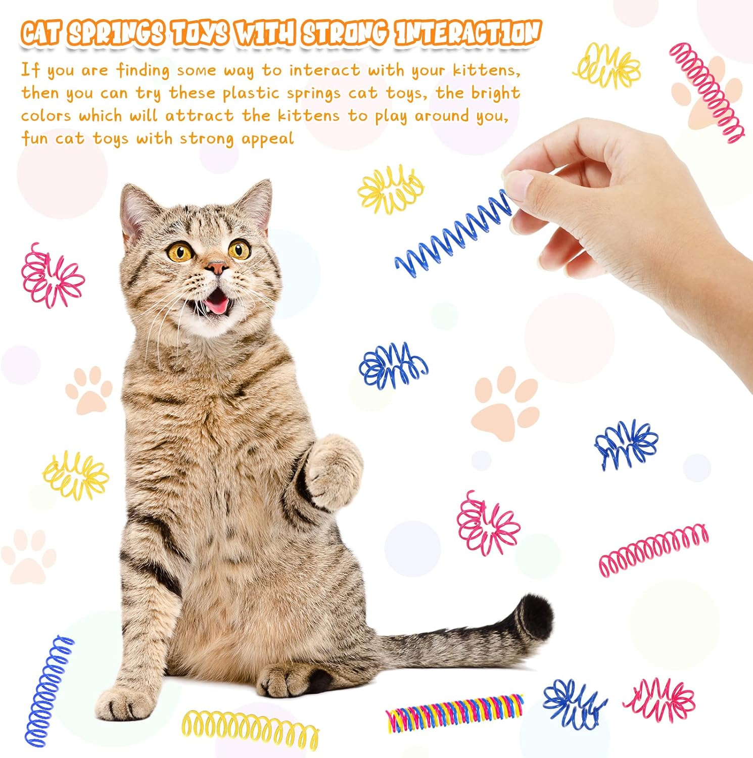 Charniol 60 Pcs 3 Inch Cat Spring Toys, Plastic Coil Spiral Springs Kitten Interactive Colorful Cat Toys for Indoor Swatting Biting Chasing, Active Healthy Fitness Play image number 2