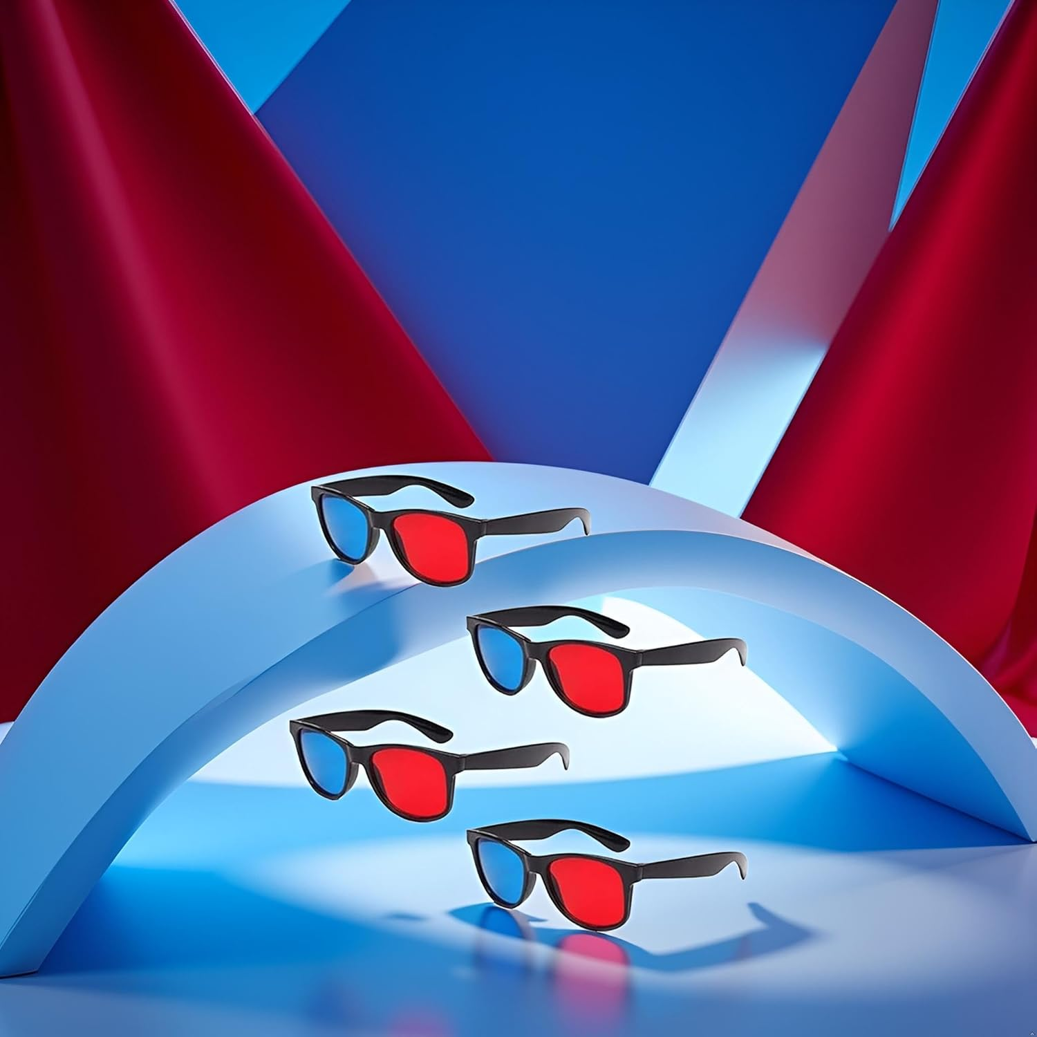 4Pcs Red and Blue 3D Glasses Universal TV Movie Dimensional Video Frame 3D Glasses DVD Game Glass 3D Style Glasses for 3D Movies Games,Light Simple Design,3D Viewing Glasses for Movies and Games image number 1