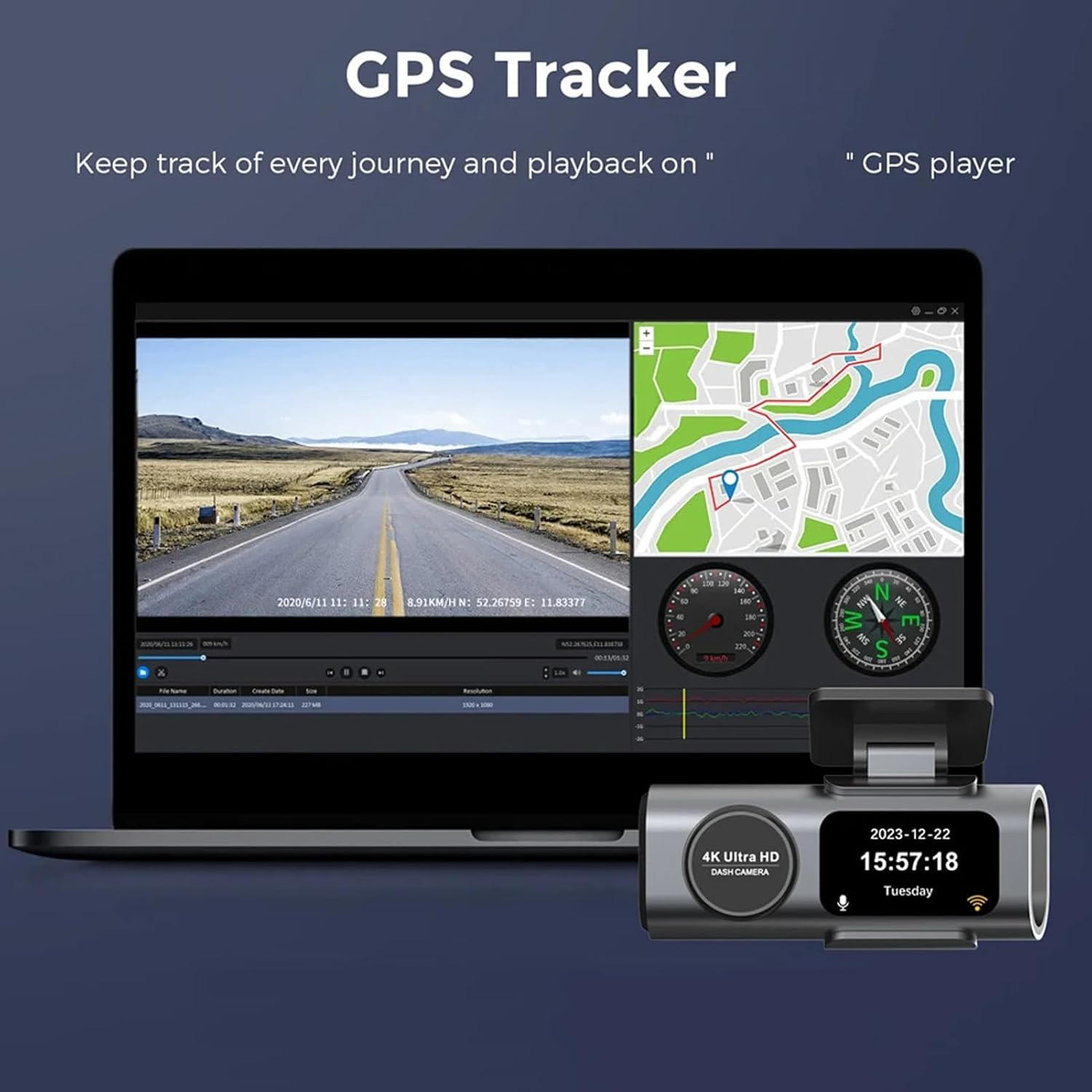 Diyeeni Dash Cam Front and Rear, 4K Ultra HD+1080P Dash Camera for Cars, Built in GPS, Mini Car Camera, App, Night Vision, G Sensor, 24H Parking Mode, Loop Recording image number 1