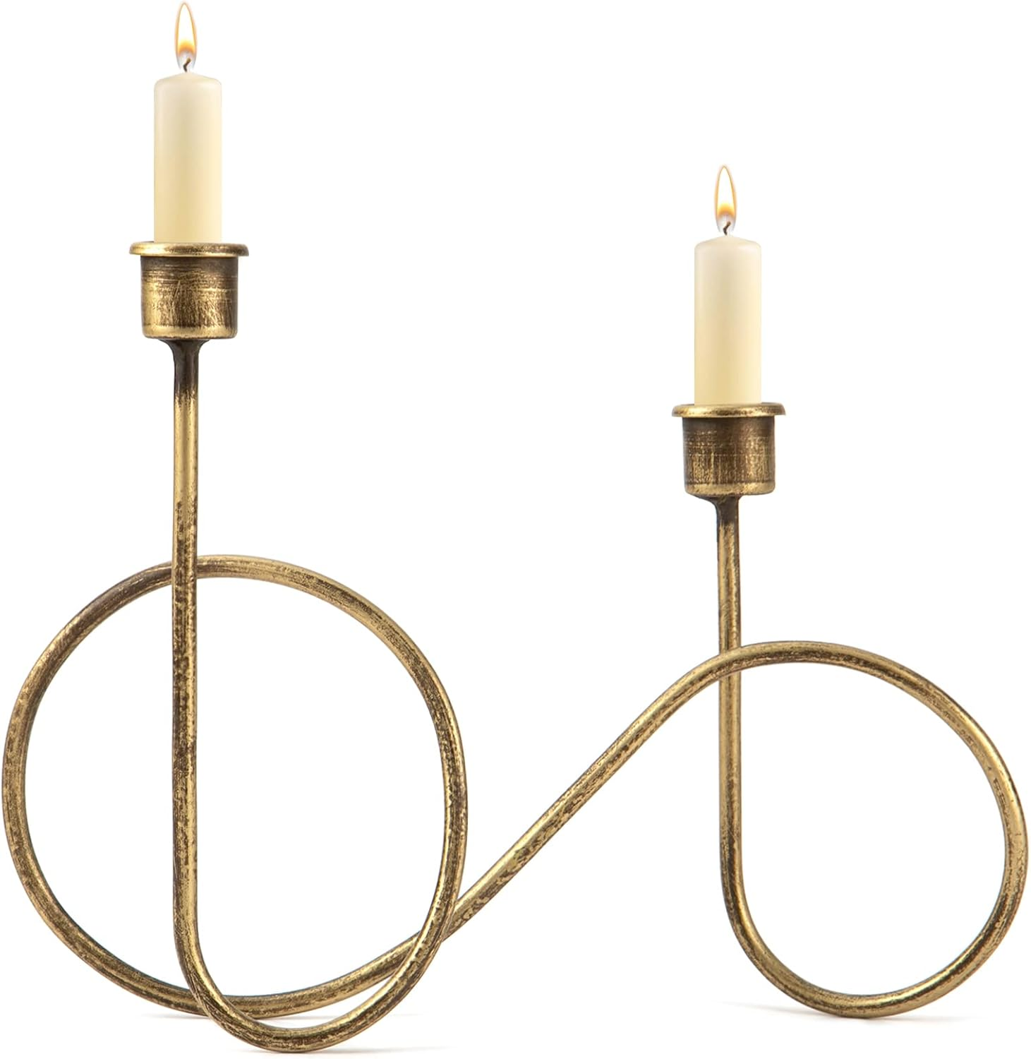 Twisted Brass Style Candle Holder, Candlestick Holder for Table Decoration, Holiday, Wedding, Housewarming image number 1