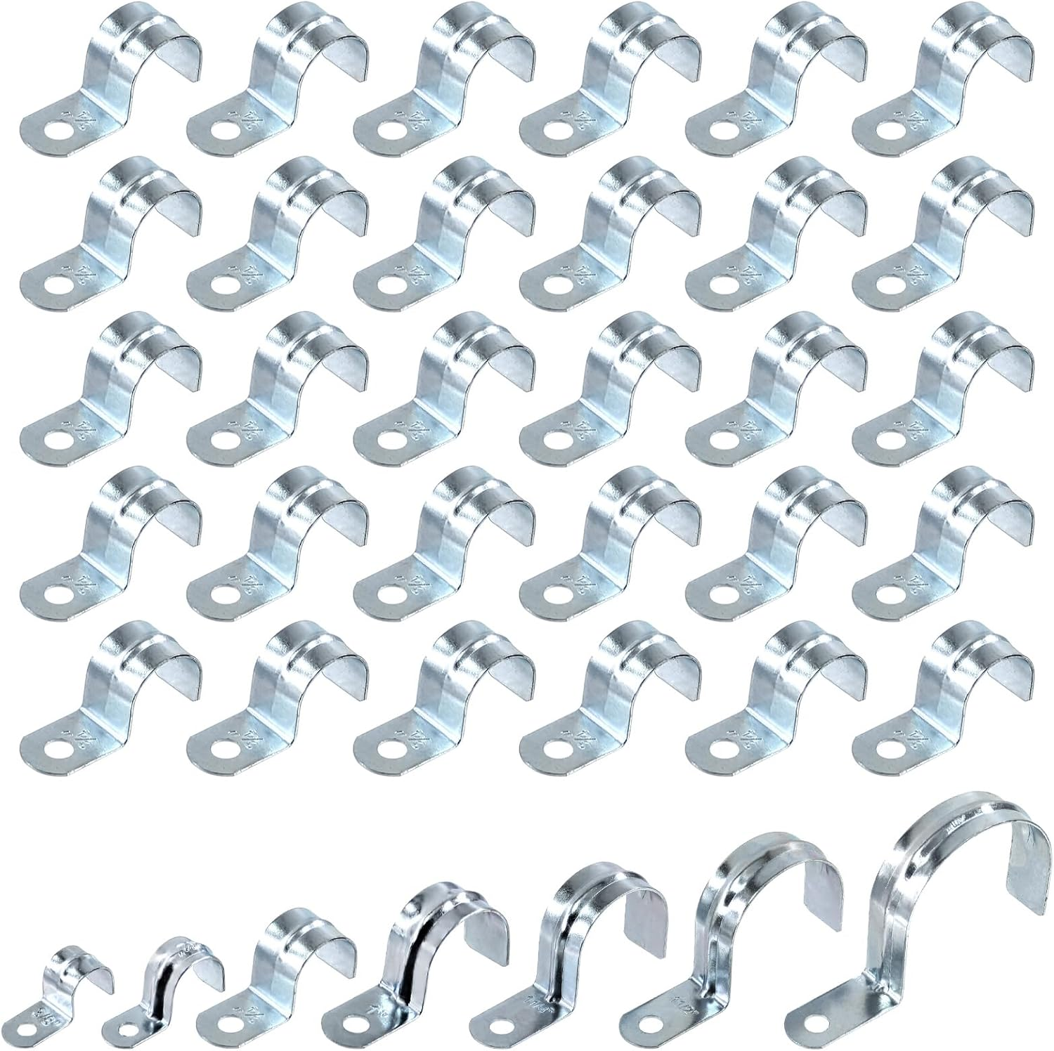Swpeet 30Pcs 1"(25Mm) Zinc Plated One Hole EMT Pipe Strap Kit, Pipe Straps U Bracket Tube Strap Pipe Clamp 1 Hole Snap on Pipe Strap Conduit Clamps Tension Clips for Fixing EMT Conduit Pipe image number 3