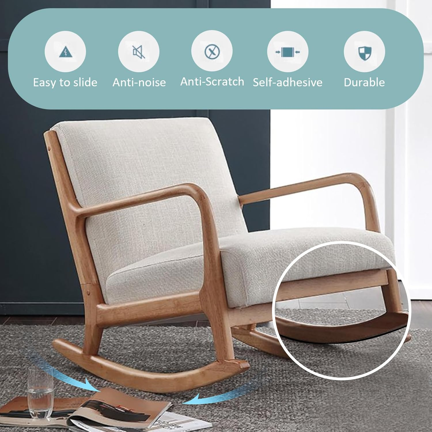 Ptwola 2 Rolls Felt Strip with Adhesive Backing, Strong Self Adhesive Felt Tape Non Slip Cuttable Furniture Pads Strips for Protecting Hardwood Floor Chair Wall (1/2 X 60 Inches, Black) image number 6