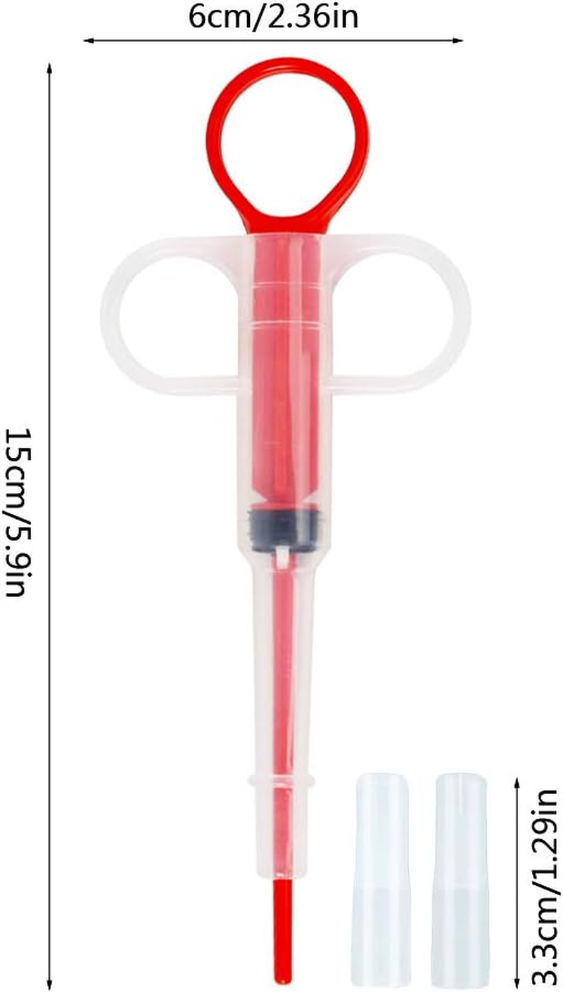 Nifocc Pet Medicine Feeder Pet Pill Syringe Pet Liquid Feeding Dispenser Feeding Tool with Soft Silicone Tip for Dogs Cats Birds Small Animals Blue and Red 2 Pcs image number 5