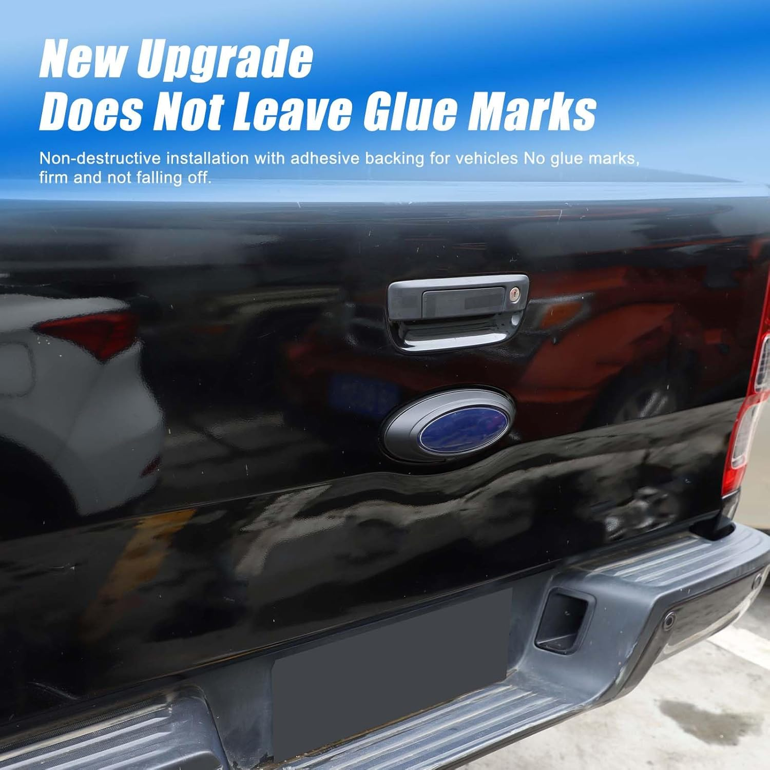 Yinaniutos Tailgate Emblem Frame Trim Compatible with Ford Ranger 2015-2021 Accessories | ABS Plastic Rear Logo Trim Cover | 1PC Set (Matte Black) image number 1