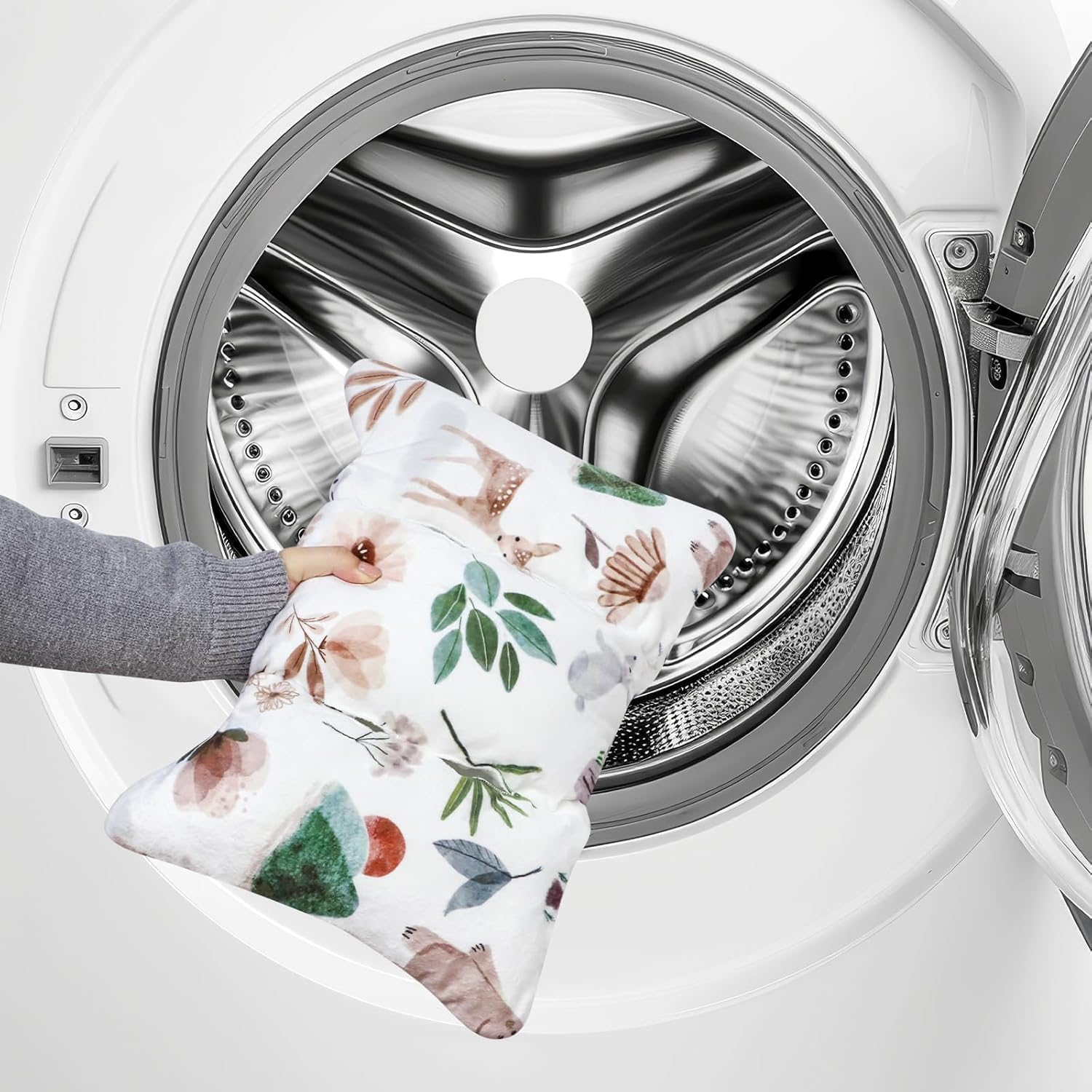 Infant Car Seat Insert and Strap Covers, Very Soft Car Seat Head and Body Support Baby Girl Boy, Reversible Newborn Carseat Insert Cushion Fits for Stroller, Baby Swing, Bouncer (White Animals) image number 5