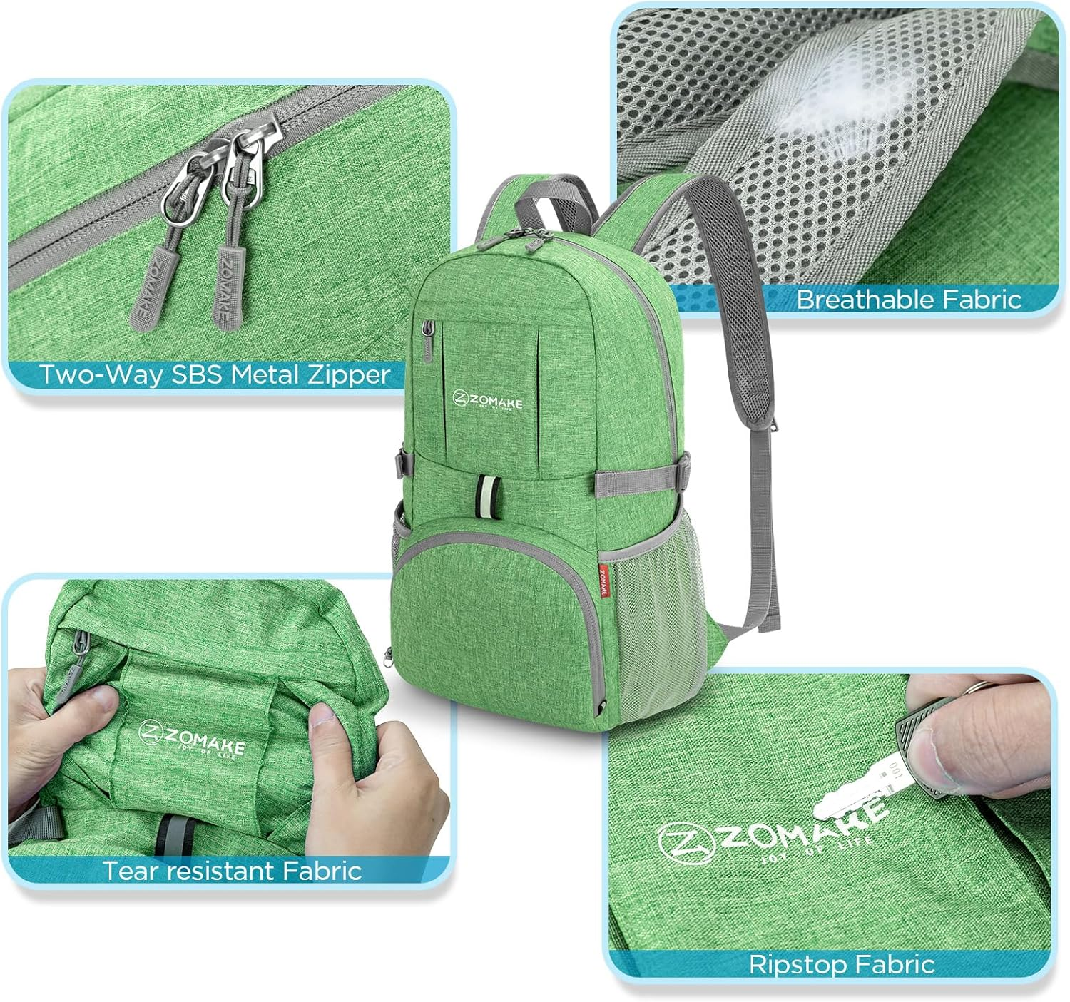 ZOMAKE 25L Foldable Backpack - Lightweight Folding Packs Packable Hiking Daypack for Traveling Walking Outdoor Camping Cycling Holiday Unisex image number 5