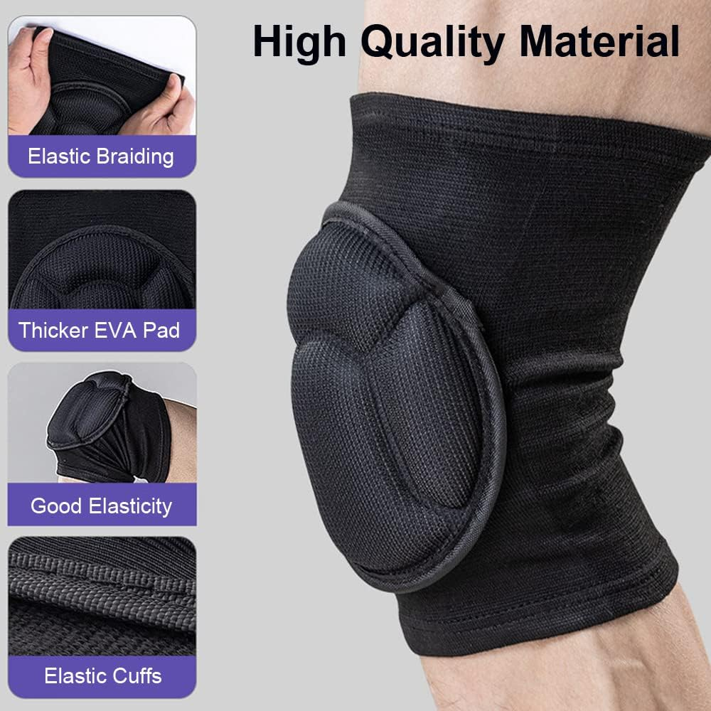 Knee Pads for Women & Men, Basketball Knee Pads Volleyball Knee Pads for Women Men Wrestling Knee Pads Wrestling Gear, Crash Pad Snowboarding Gear Knee Protector Soft Knee Pads for Work (Black) image number 1