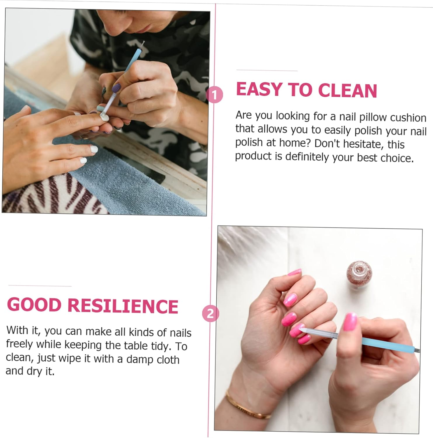 PENIKOKO 2Pcs Nail Hand Rest Pillow Leather Hand Rests Cushion Manicure Mat Nail Beauty Pad