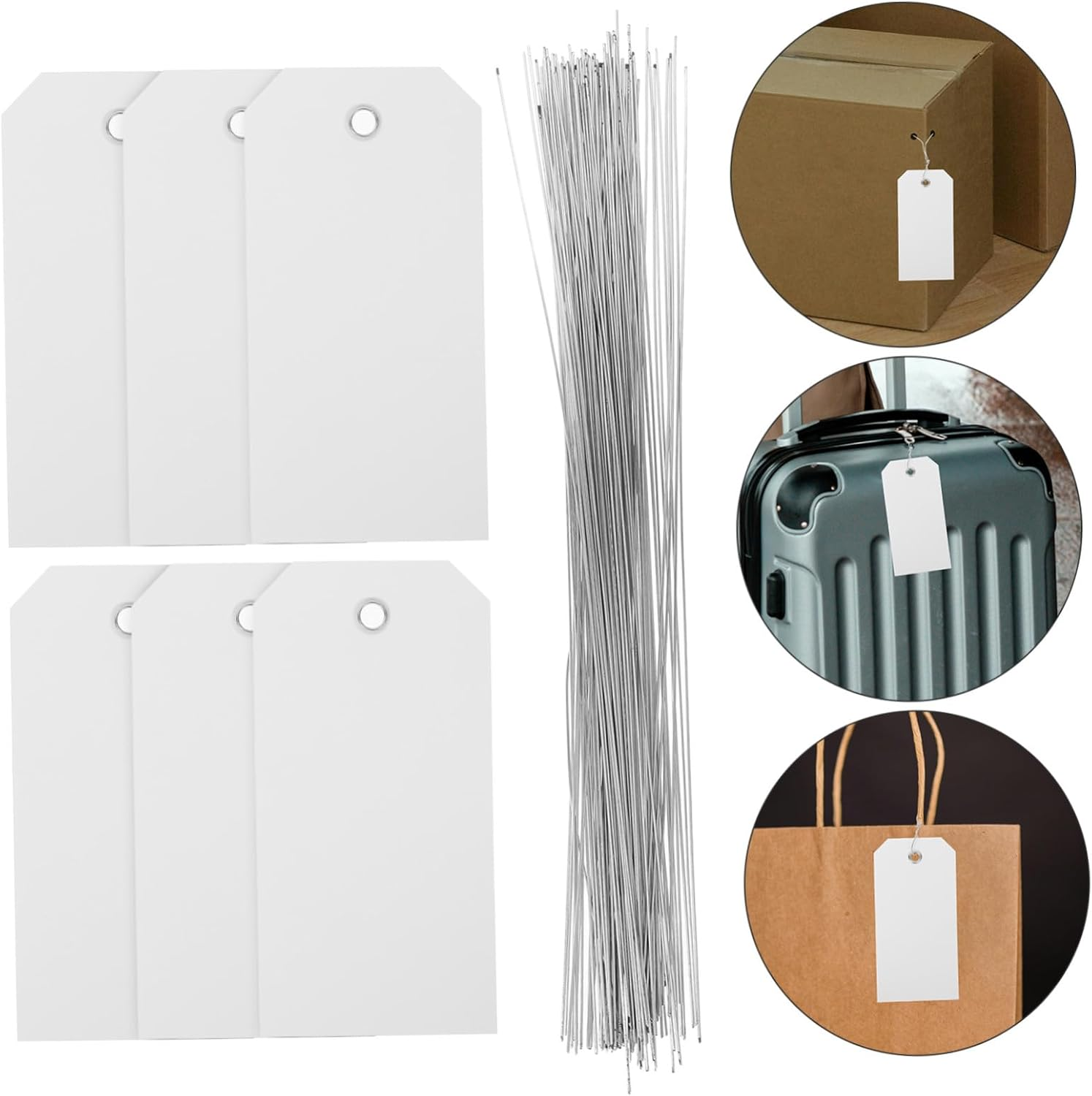 FUNOMOCYA 100Pcs Blank Luggage Tags Wire Writable Hanging Labels for Suitcases Travel Essentials Suitcase Tags image number 1