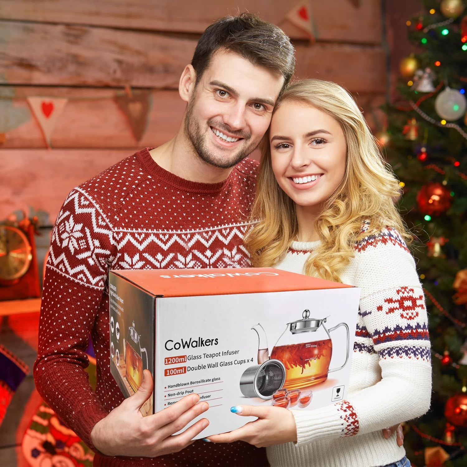 1200Ml Glass Teapot Set - Stovetop Safe with Removable Infuser, 4 Cups - for Loose Leaf & Flowering Tea, Compatible with Stove & Induction