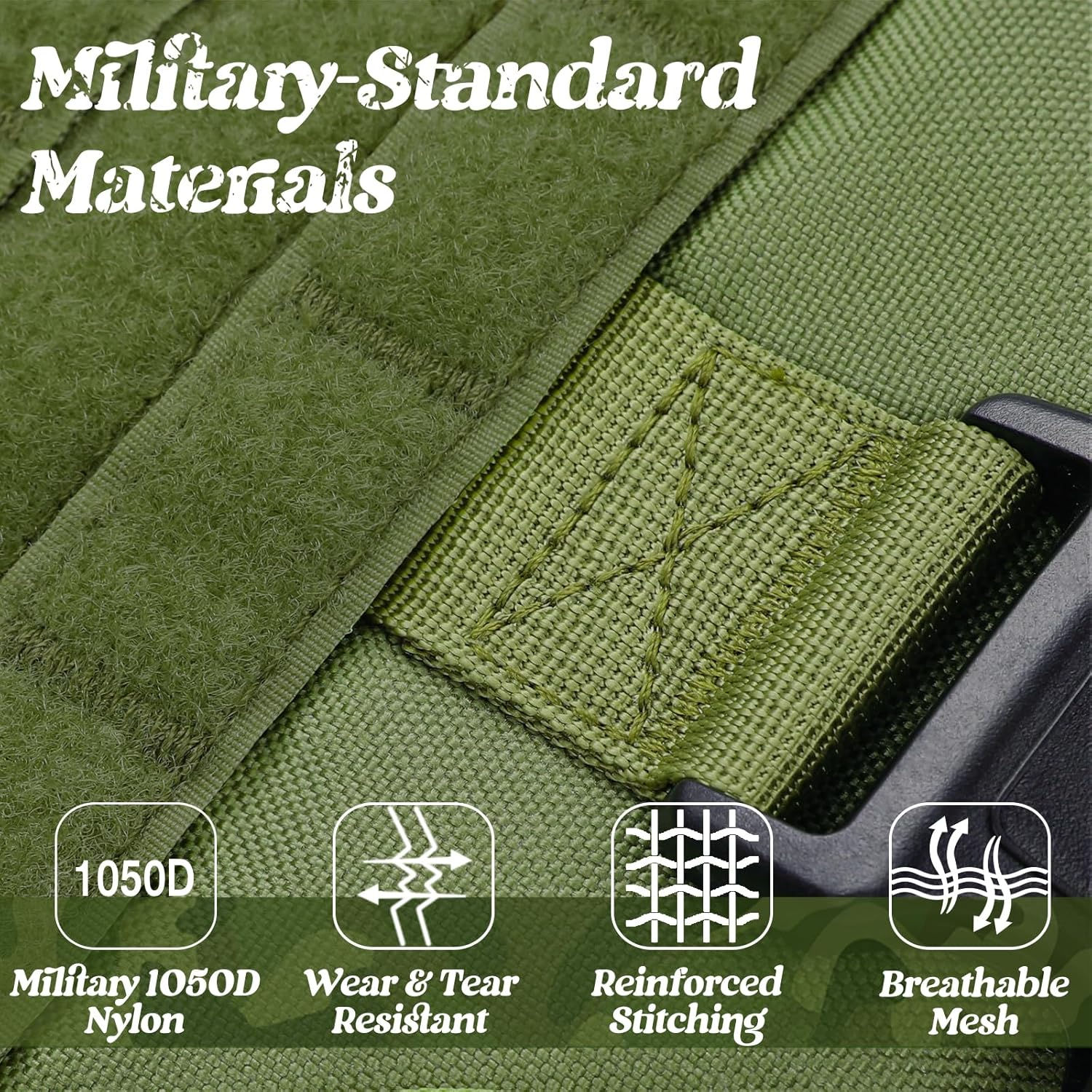 Rabbitgoo Tactical Dog Harness for Medium Dogs, Military Dog Harness with Handle, No-Pull Service Dog Vest with Molle & Loop Panels, Adjustable Dog Vest Harness for Training Hunting Walking, Green, M image number 3