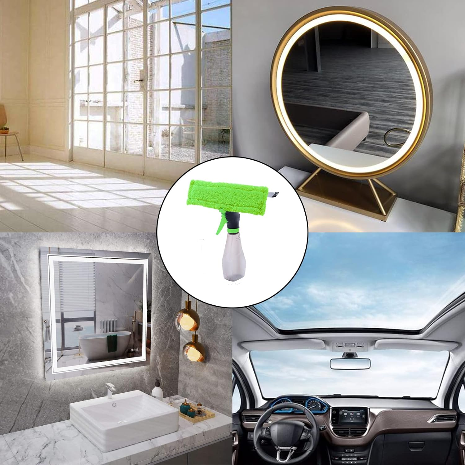 3-In-1 200 Ml Window Wiper with Spray Function, Window Cleaning with Sprayer, Window Cleaner, Removable Microfibre Window Cleaning Pad